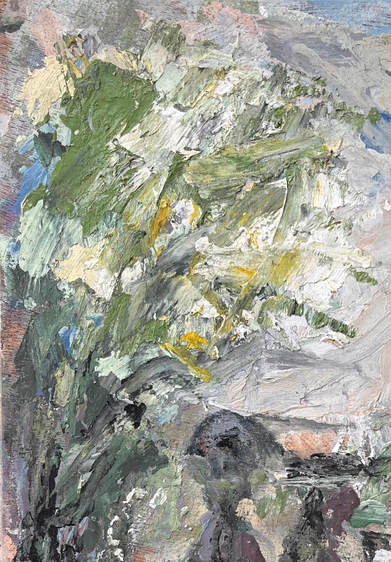 Impressionist Pastoral Scene with Woman at Stone Fountain under Tree For Sale 1