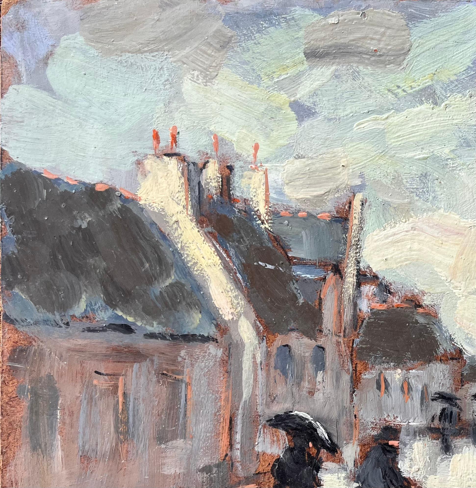 Titolo: Scena di strada impressionista di un villaggio piovoso con figure e chiesa in Francia
da Fanch Lel
Firmato: Yes One
Dimensioni: 8,75 pollici (altezza) x 10,5 pollici (larghezza)
Mezzo: Olio su tavola, senza cornice
Condit: Il dipinto è in
