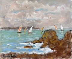 Impressionist Seascape of Sailboats and Rocky Coastline in Locronan Finistère