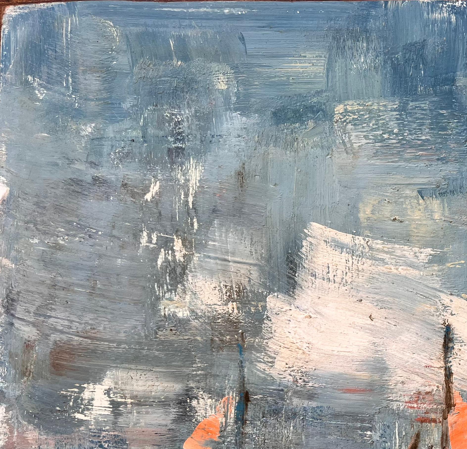 Impressionistisches Meereslandschaftsgemälde von Fischerbooten mit Segelbooten und orangefarbenen Segeln (Impressionismus), Painting, von Fanch Lel