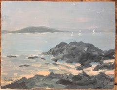 Impressionist Seascape Painting of the Chausey Islands with Boats and Rocks