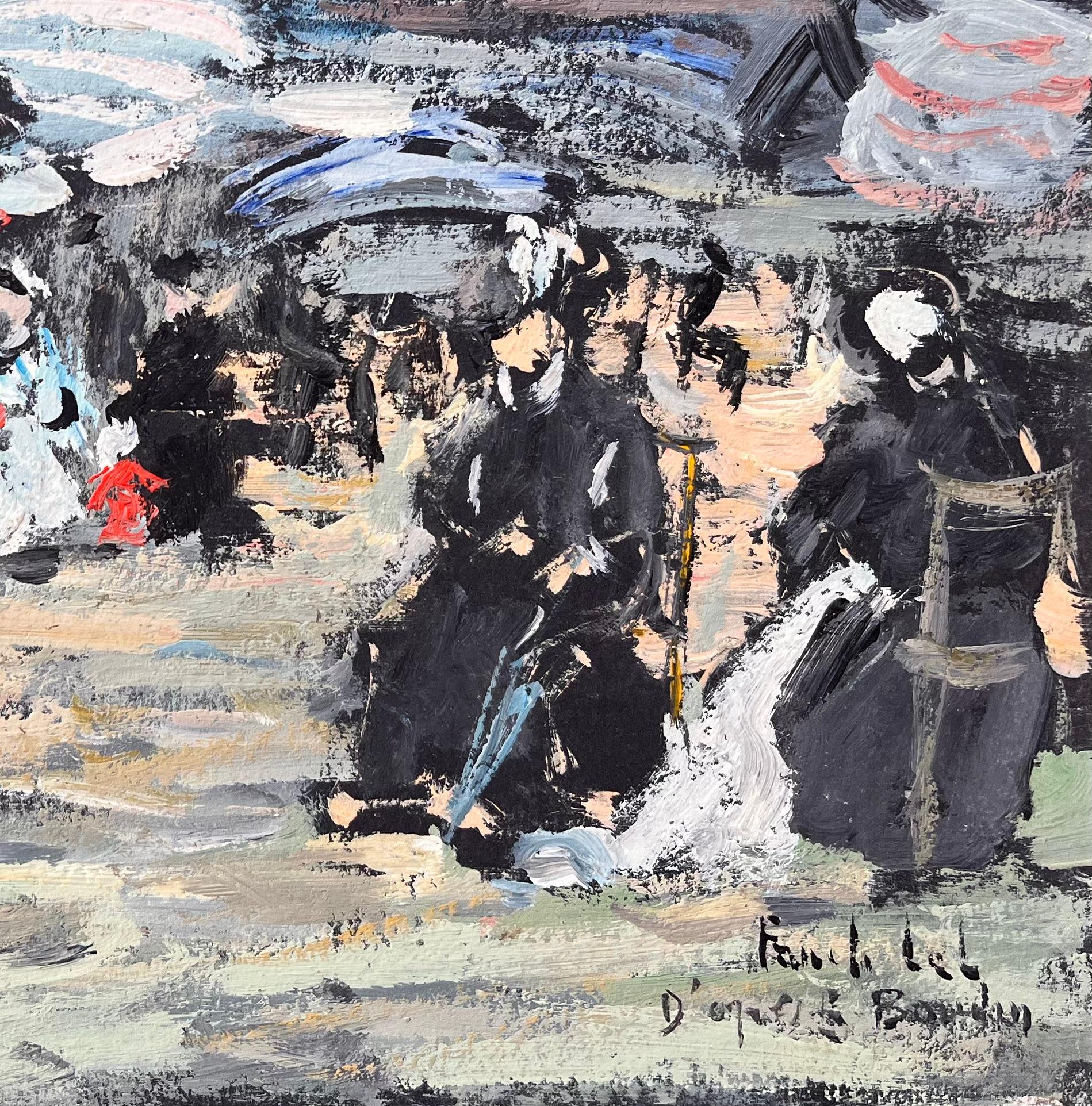 Impressionist Seaside Scene after Eugène Boudin Normandy 1855 Style Painting For Sale 1