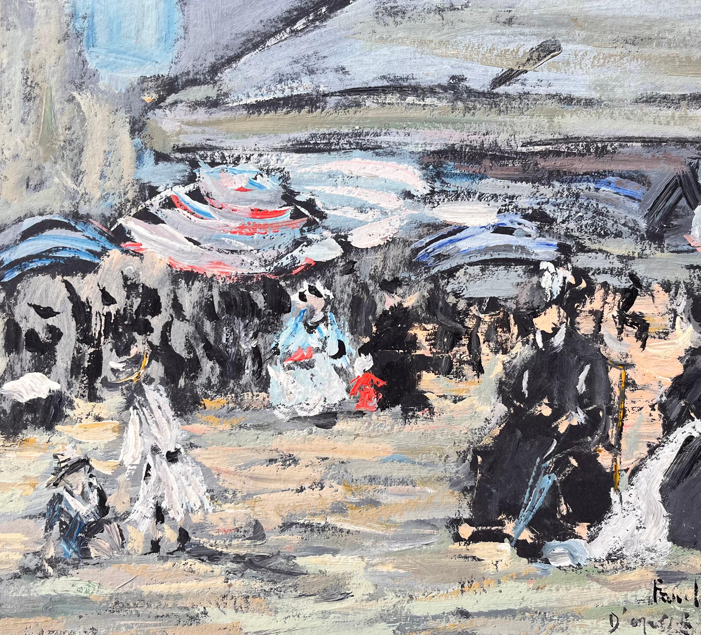 Impressionist Seaside Scene after Eugène Boudin Normandy 1855 Style Painting For Sale 3
