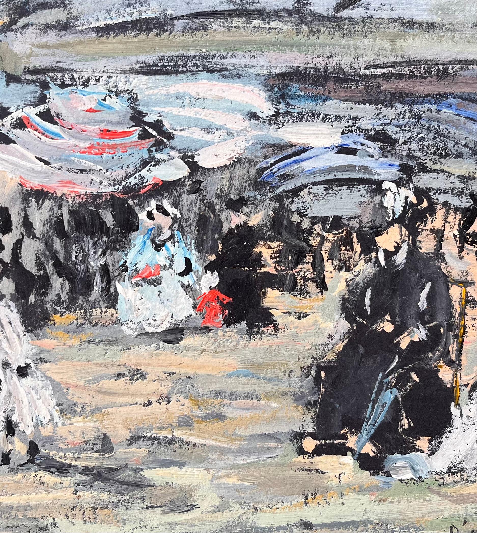 Impressionist Seaside Scene after Eugène Boudin Normandy 1855 Style Painting For Sale 4