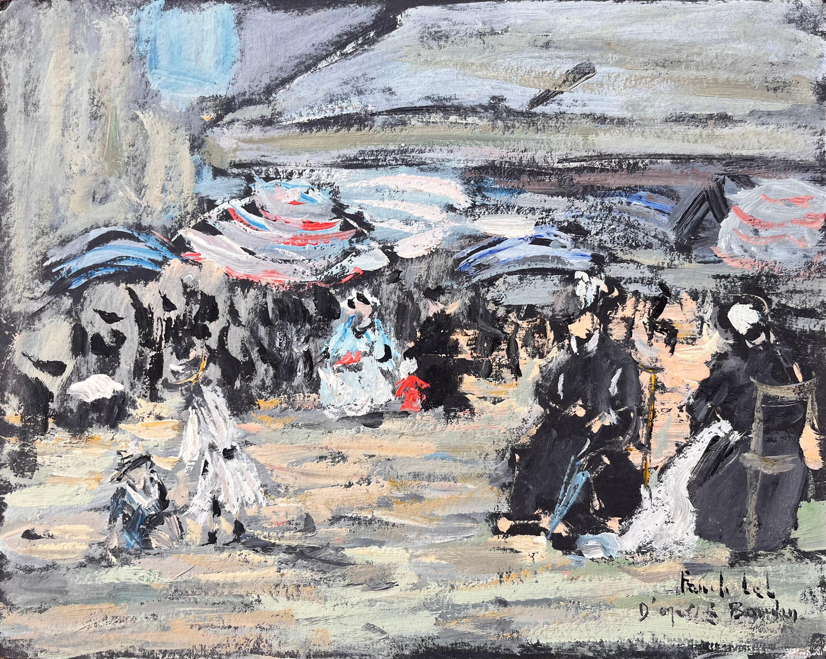 Impressionist Seaside Scene nach Eugène Boudin Normandie 1855 Stil Gemälde