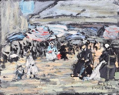 Impressionist Seaside Scene after Eugène Boudin Normandy 1855 Style Painting