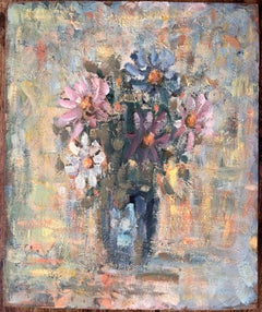 Impressionist Still Life Oil Painting of Wildflowers in Vase with Pastel Colours