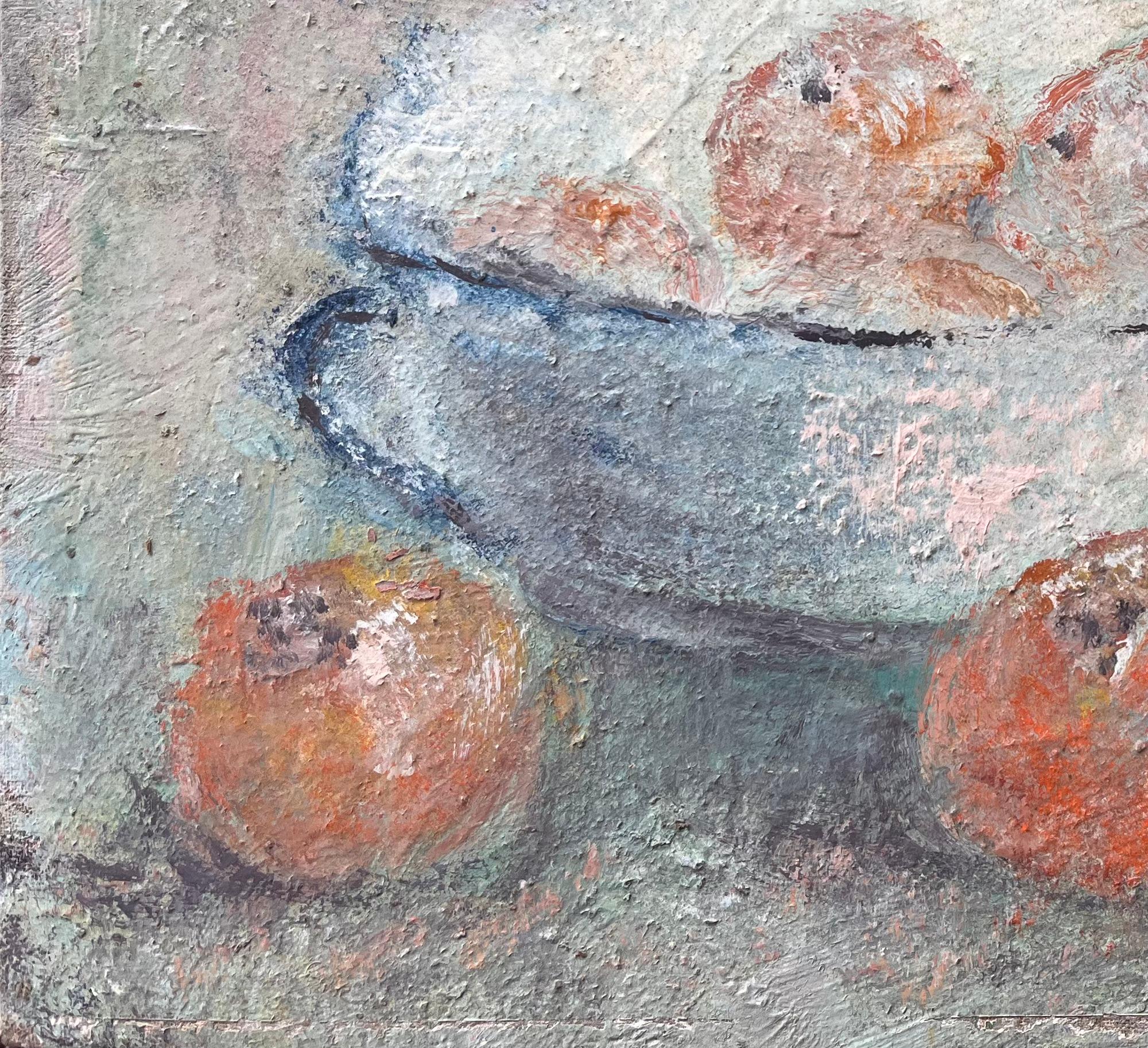 Title: Impressionist Still Life with Apples in Bowl Jacques Cartier Basin Saint Malo
By Fanch Lel
Signed: Yes
Size: 10.75 x 13.5 inches (height x width)
Oil painting on board, unframed
Condition: The painting is in good condition.
Provenance: All