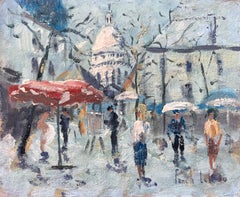 Impressionist Sunlit Market Scene at the Foot of the Sacré-Cœur in Montmartre