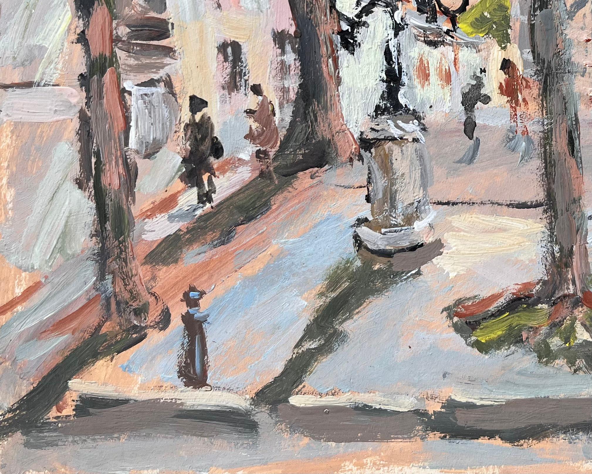 Title: Impressionist Tree Lined Parisian Square with Pedestrians and Historic Facades
by Fanch Lel
Signed: Yes
Size: 8.75 inches (height) x 10.75 inches (width)
Medium: Oil on board, unframed
Condition: The painting is in good condition with slight