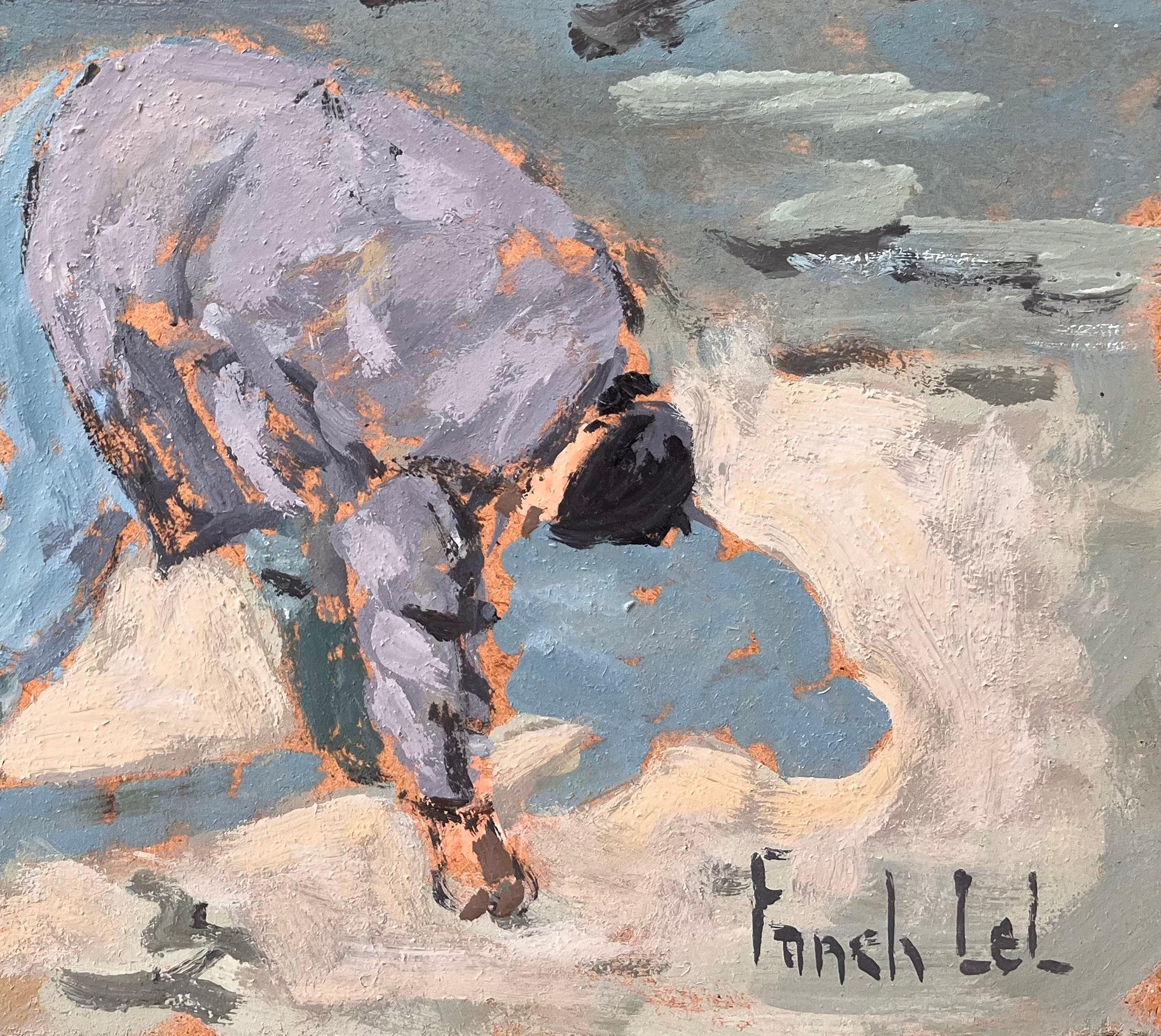 Le Pêcheur à Pied Pintura francesa de figura costera de forrajeo en la costa - Painting Impresionista de Fanch Lel