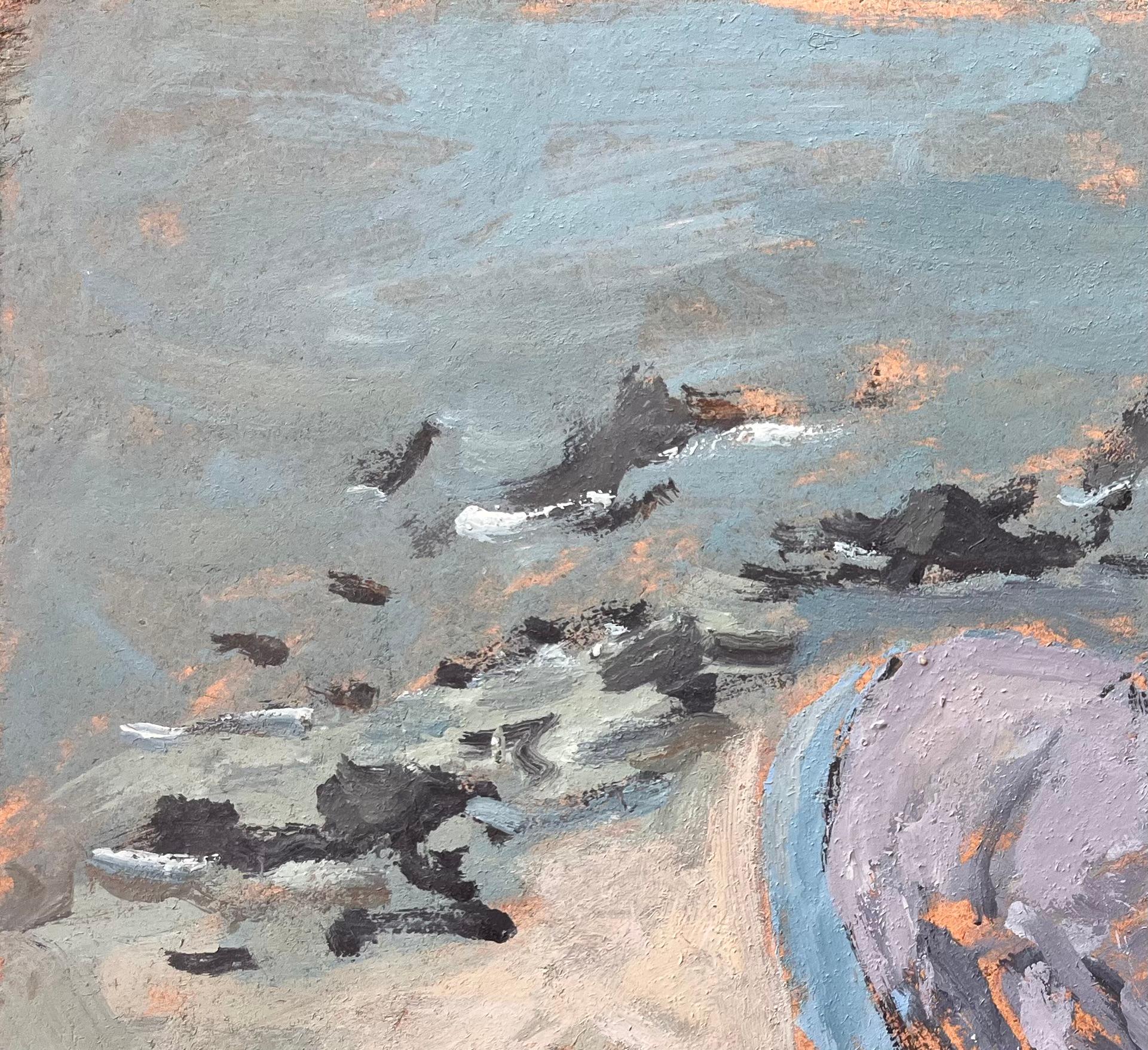 Le Pêcheur à Pied Pintura francesa de figura costera de forrajeo en la costa en venta 1