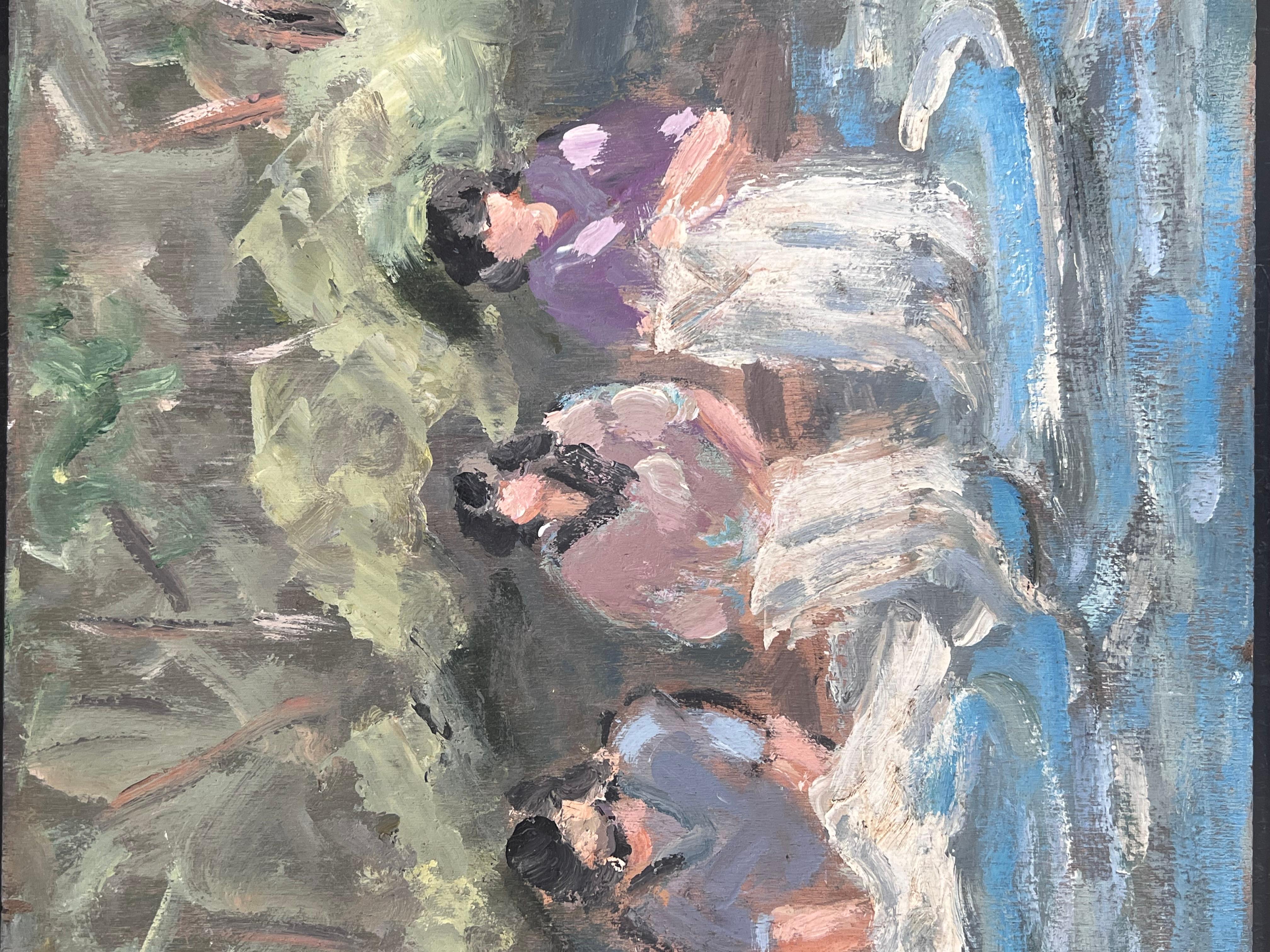 Maids Washing The Clothes In The Steam French Landscape Oil Painting For Sale 2