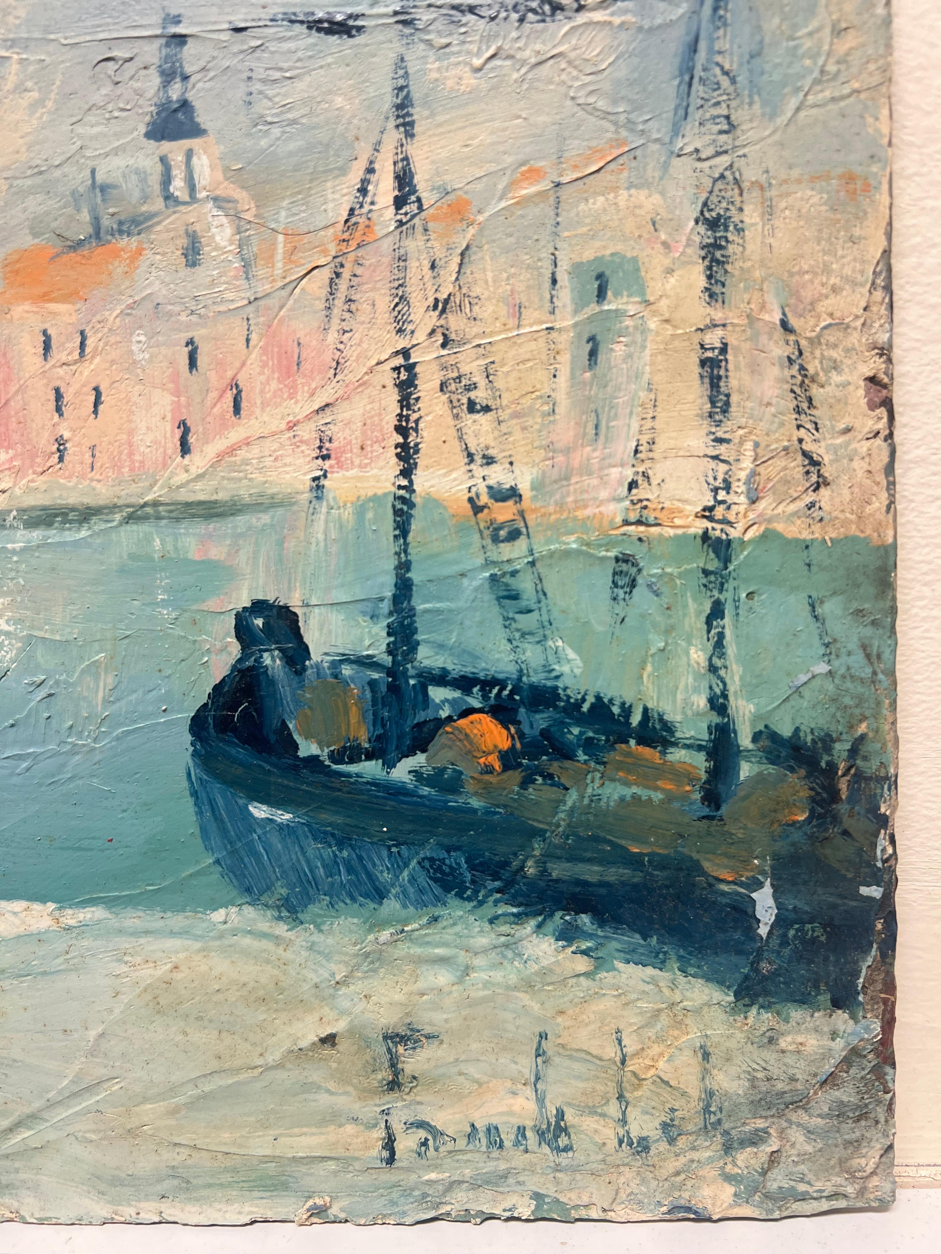 Coastal View
signed by Fanch Lel (French b. 1930)
size: 13 x 16 inches
oil painting on board, unframed
condition: the painting is in very good condition. It has previously been stored in the artists studio. 

Provenance: all the paintings we have