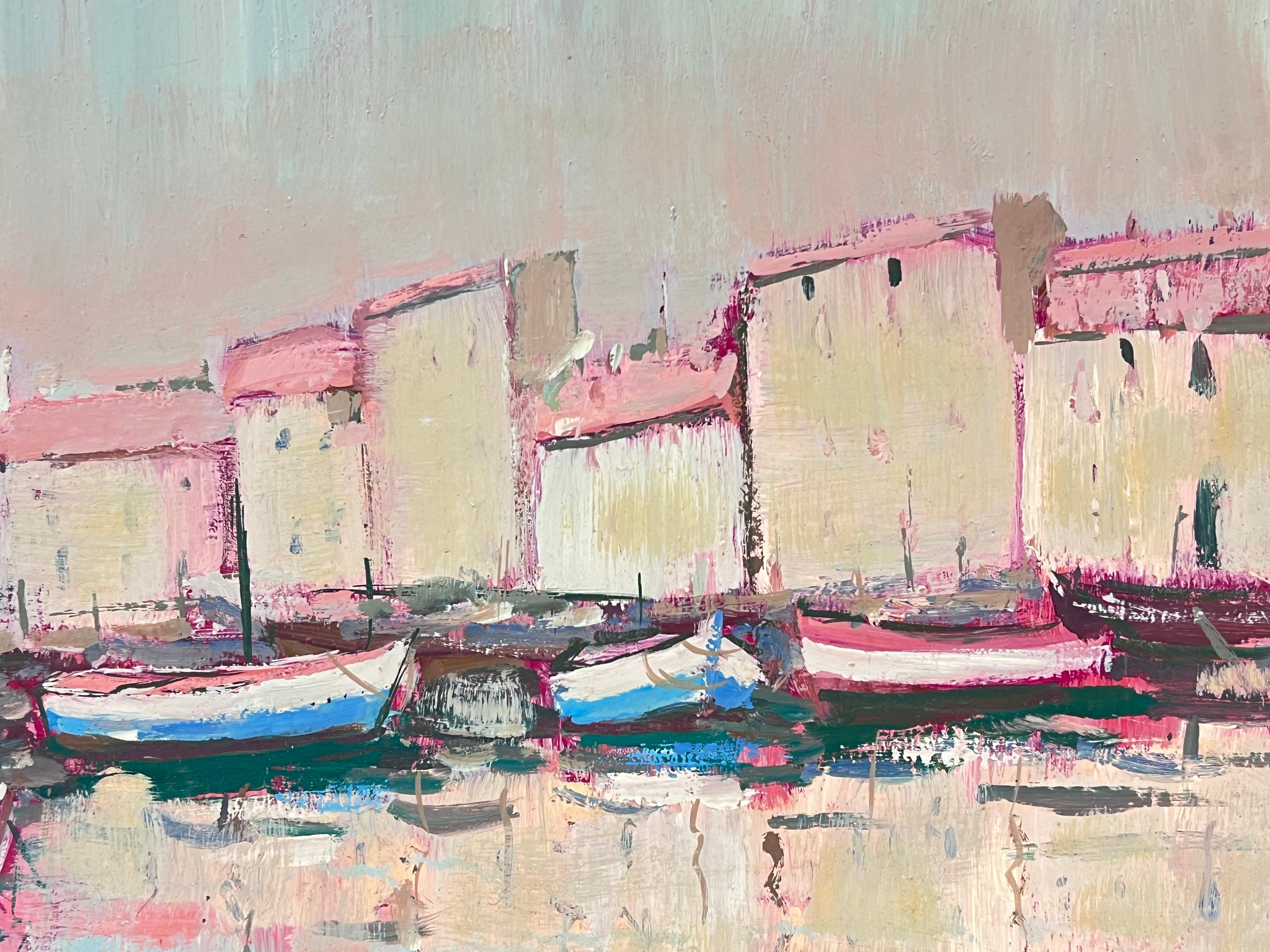 Reflejos del Puerto Rosa
firmado por Fanch Lel (francés, 1930)
tamaño: 13,5 x 16 pulgadas
fechado en 93
óleo sobre tabla, sin enmarcar
estado: el cuadro está en muy buen estado. Antes estaba guardado en el estudio del artista. 

Procedencia: todos