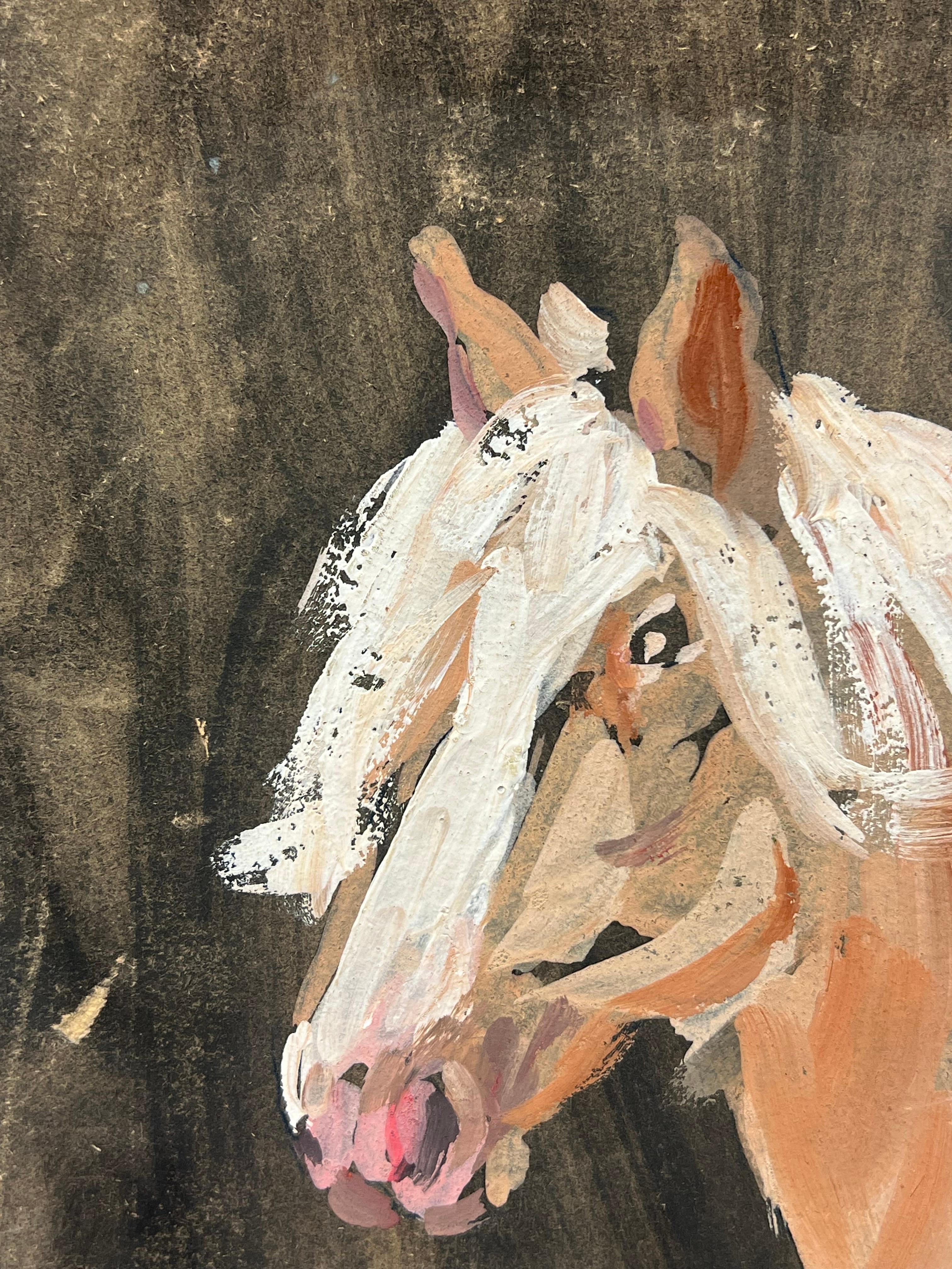Portrait of a Palomino Light Chestnut Horse with Flowing Mane Original Painting For Sale 1