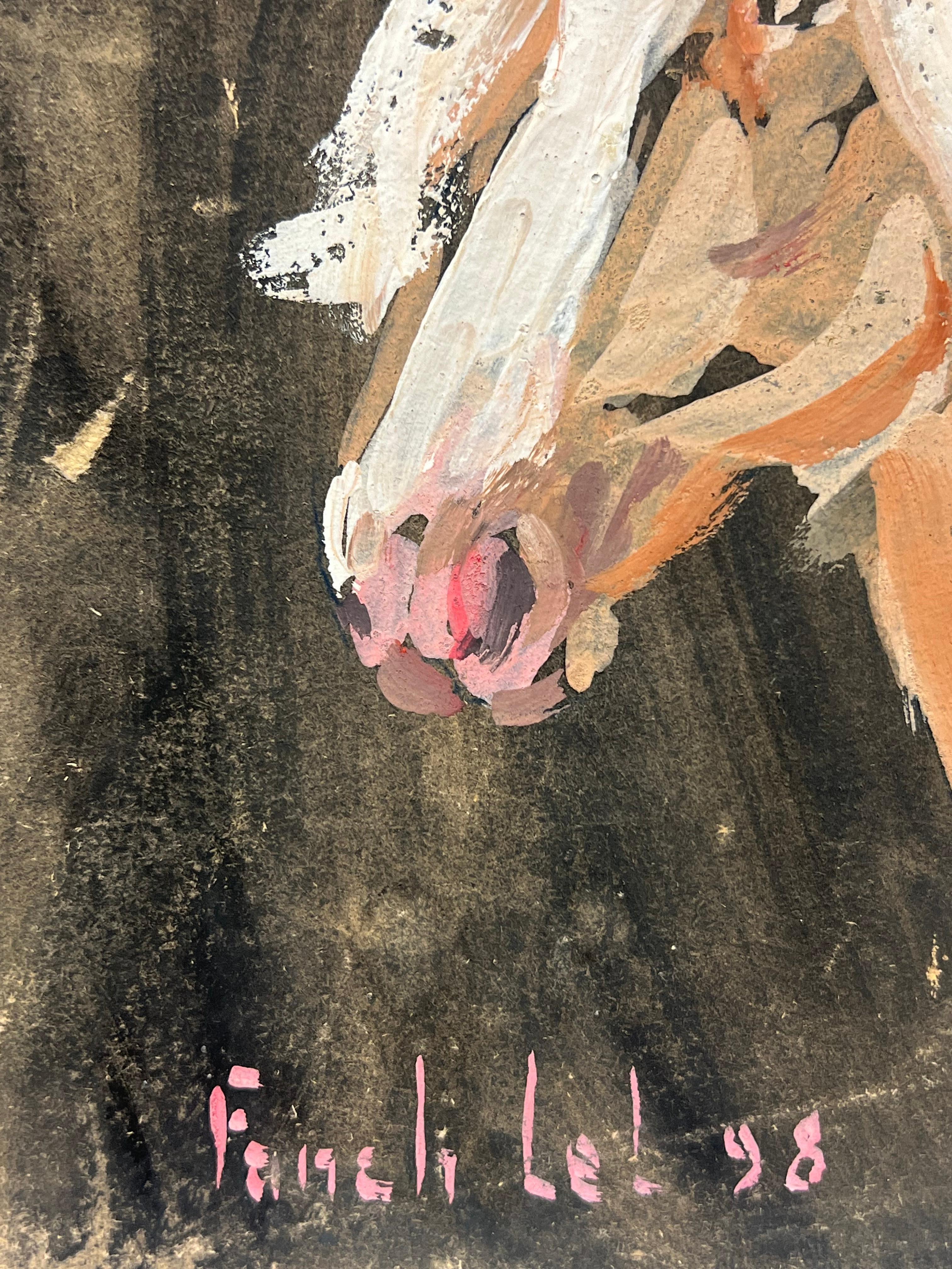 Portrait of a Palomino Light Chestnut Horse with Flowing Mane Original Painting For Sale 2