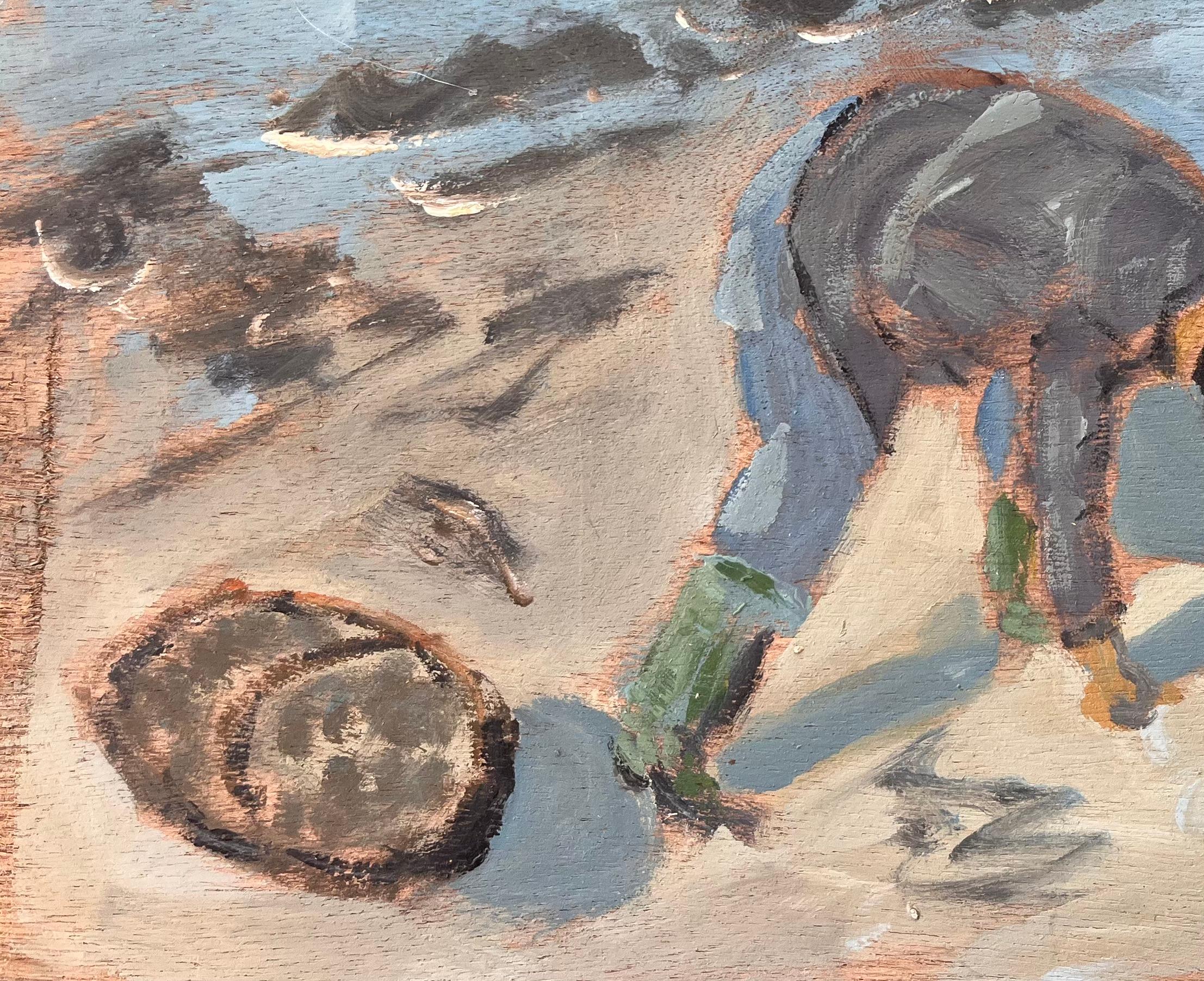 Post Impressionist French Coastal Scene of a Clam Digger on the Beach For Sale 1