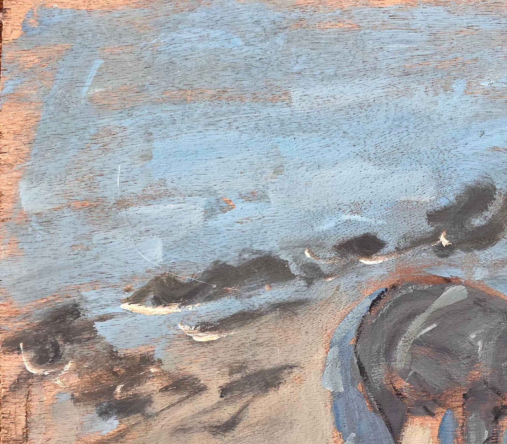 Post Impressionist French Coastal Scene of a Clam Digger on the Beach For Sale 2