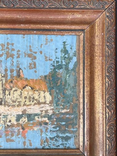Fiume Edificio Acqua Riflesso Pittura Paesaggio Olio Francese