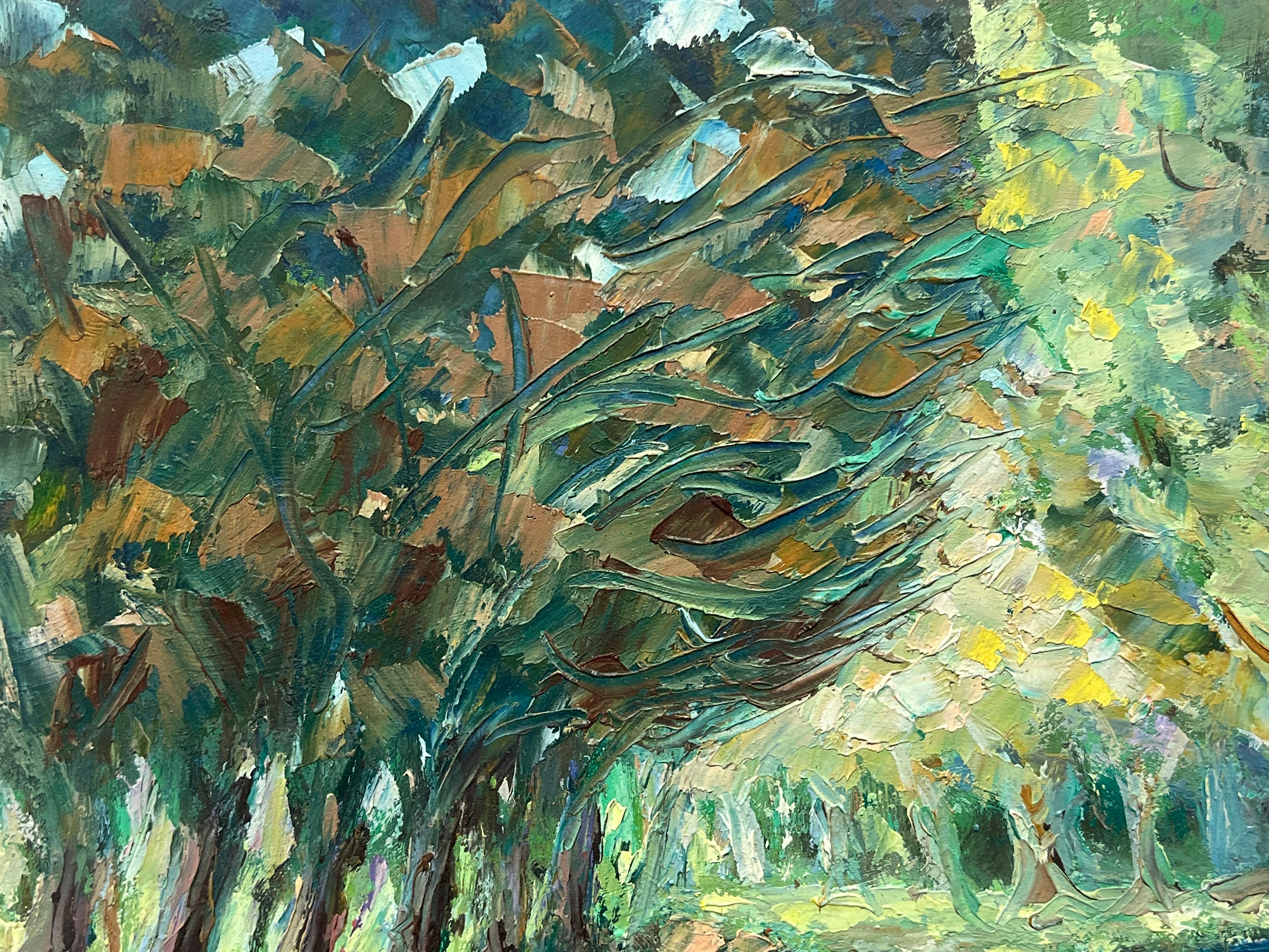 River Winding Through Forest with Light Filtering Through the Trees Oil Painting 1