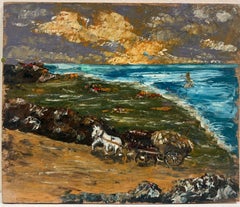 Rustic Coastal Landscape with Horse and Cart Oil Painting