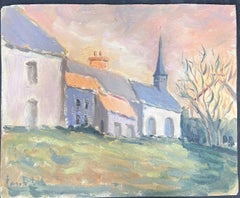 Kleine ländliche Dorf Dorf im Sommer Licht Französisch Ölgemälde