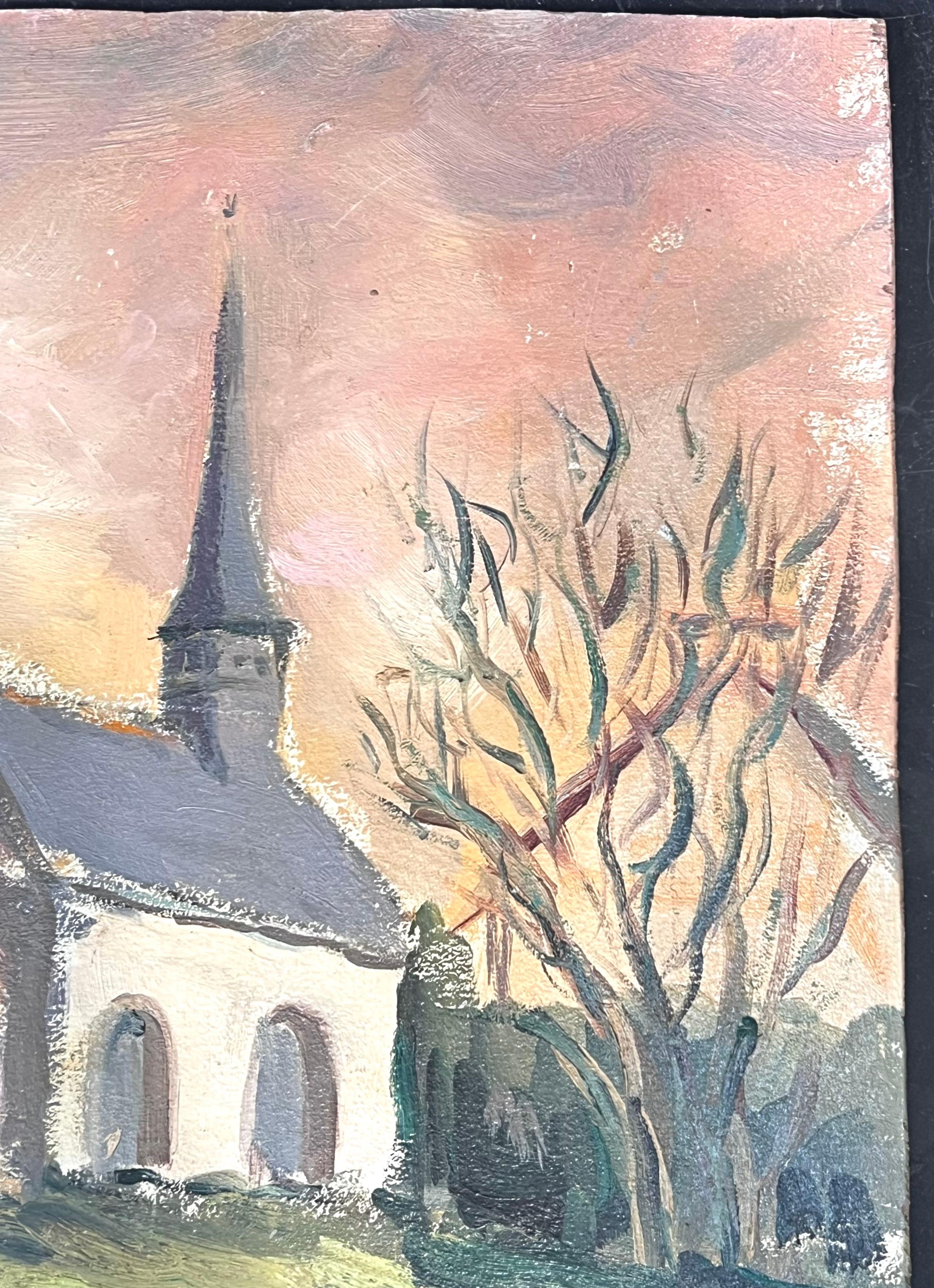 Kleine ländliche Dorf Dorf im Sommer Licht Französisch Ölgemälde (Impressionismus), Painting, von Fanch Lel