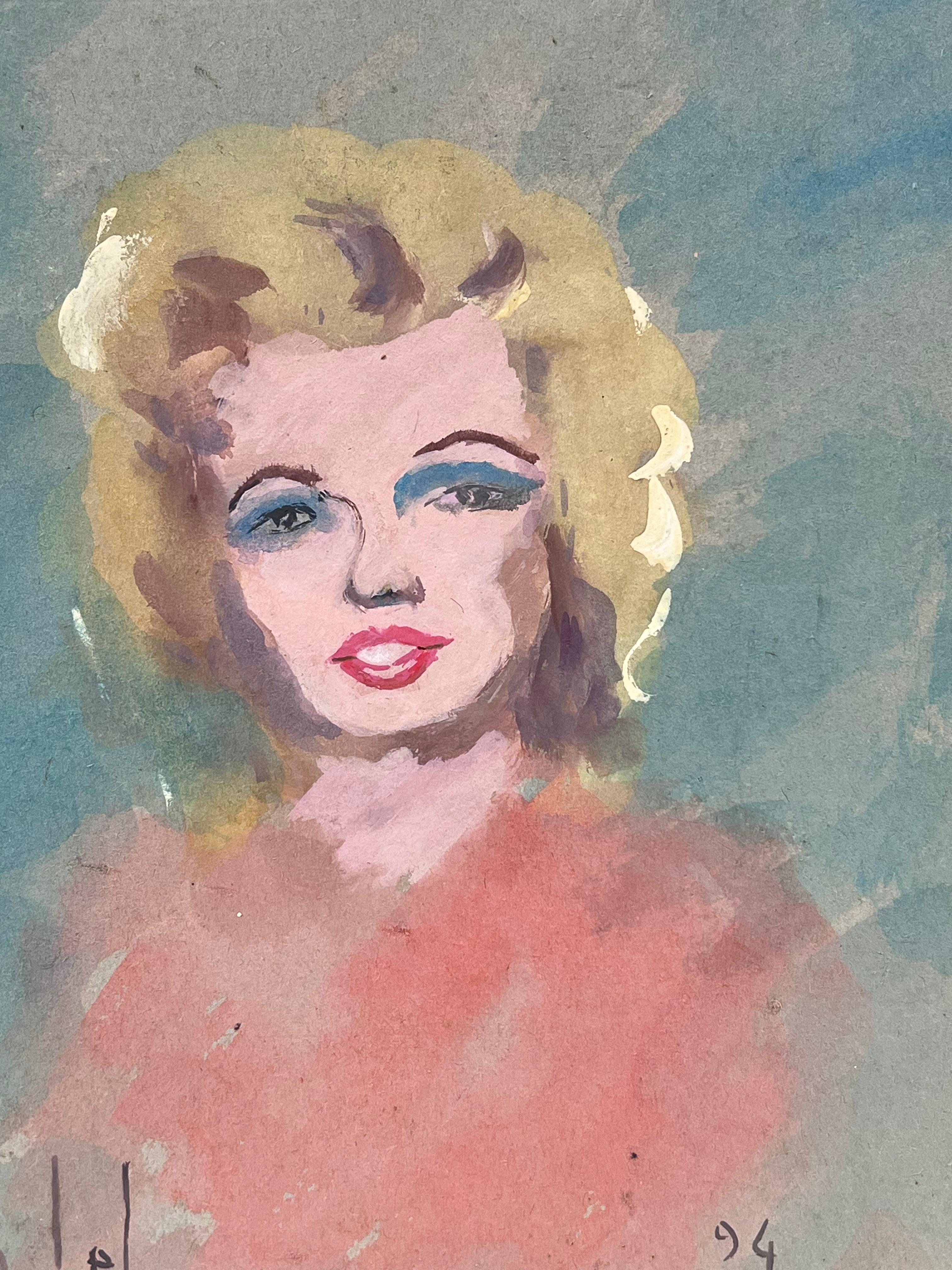 Suave retrato de la icónica Marilyn Monroe de Hollywood en suaves tonos pastel - Painting Impresionista de Fanch Lel