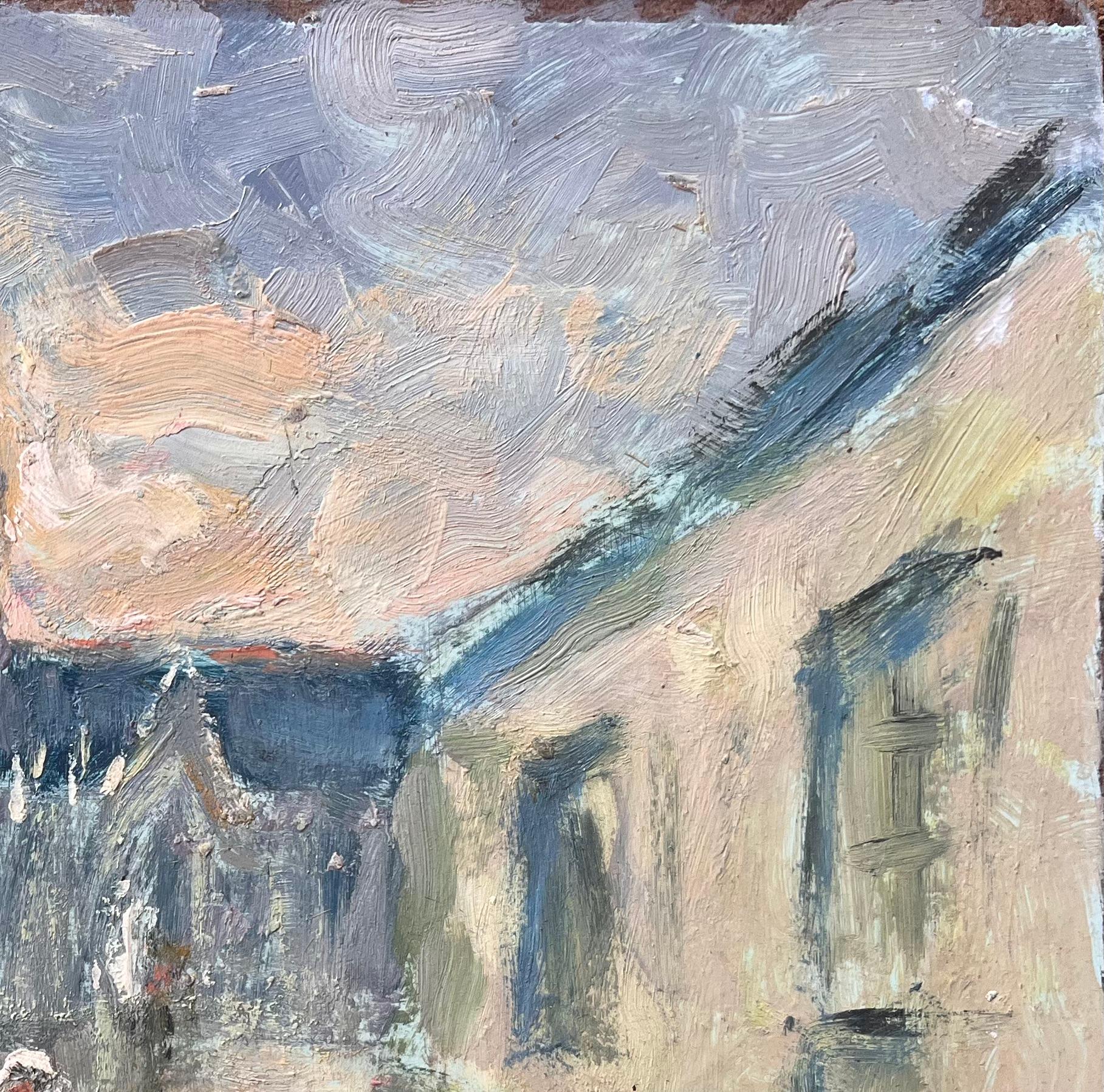 St. Grawi French Impressionist Painting of Village Street and Cathedral For Sale 2
