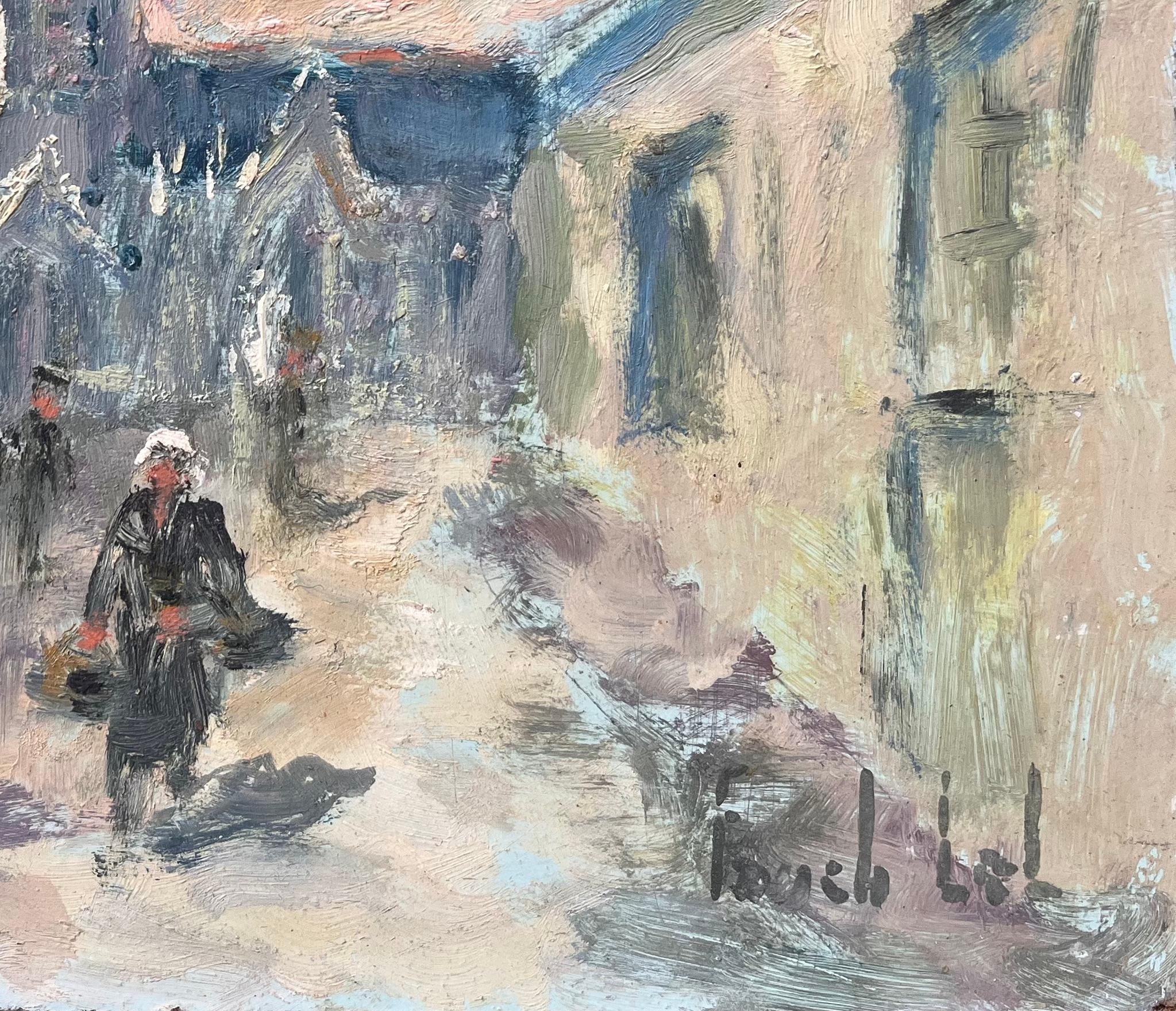 St. Grawi French Impressionist Painting of Village Street and Cathedral For Sale 3