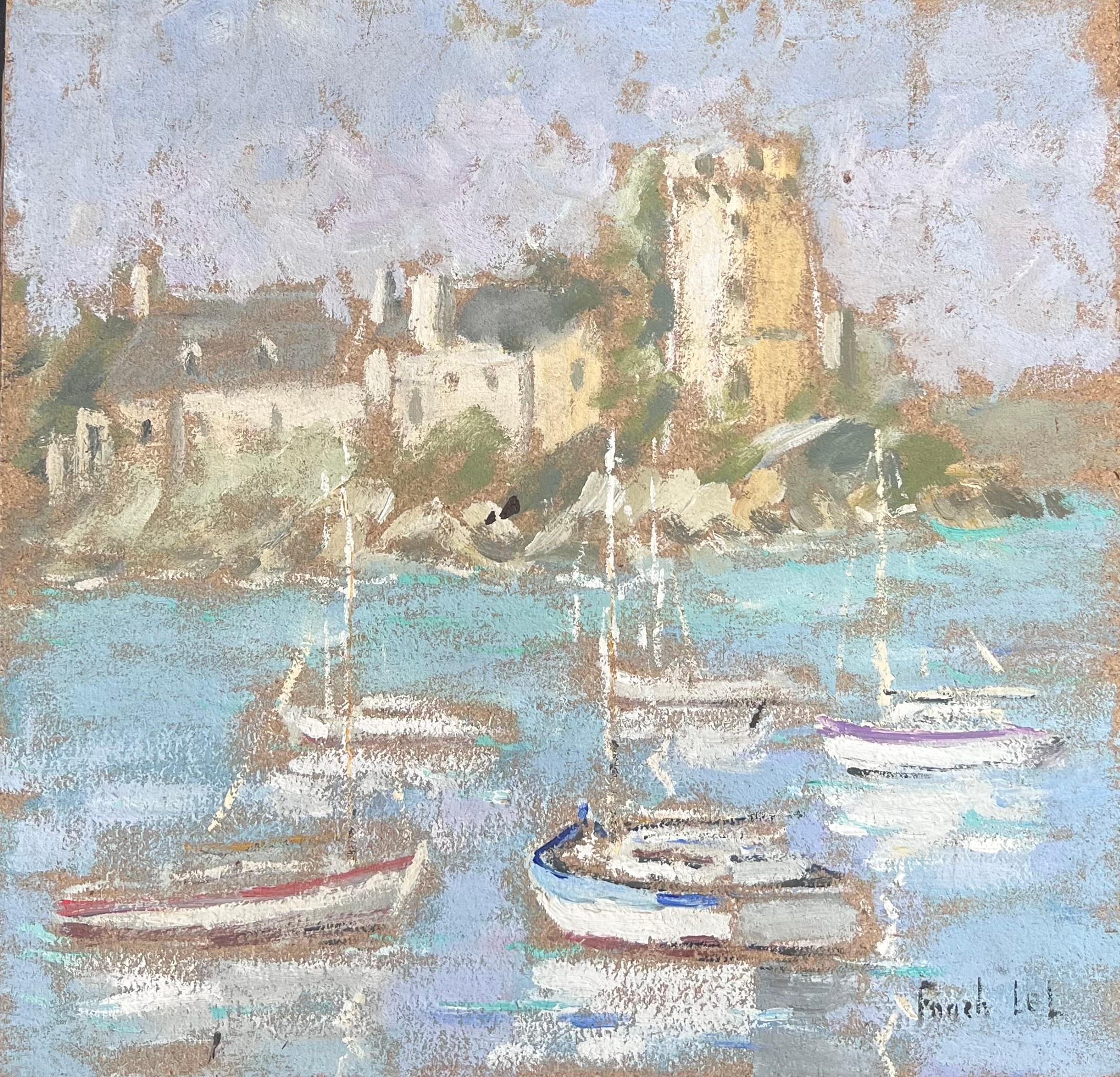 Fanch Lel Landscape Painting - Still Fishing Harbour of Montauban France  Impressionist French Oil Painting