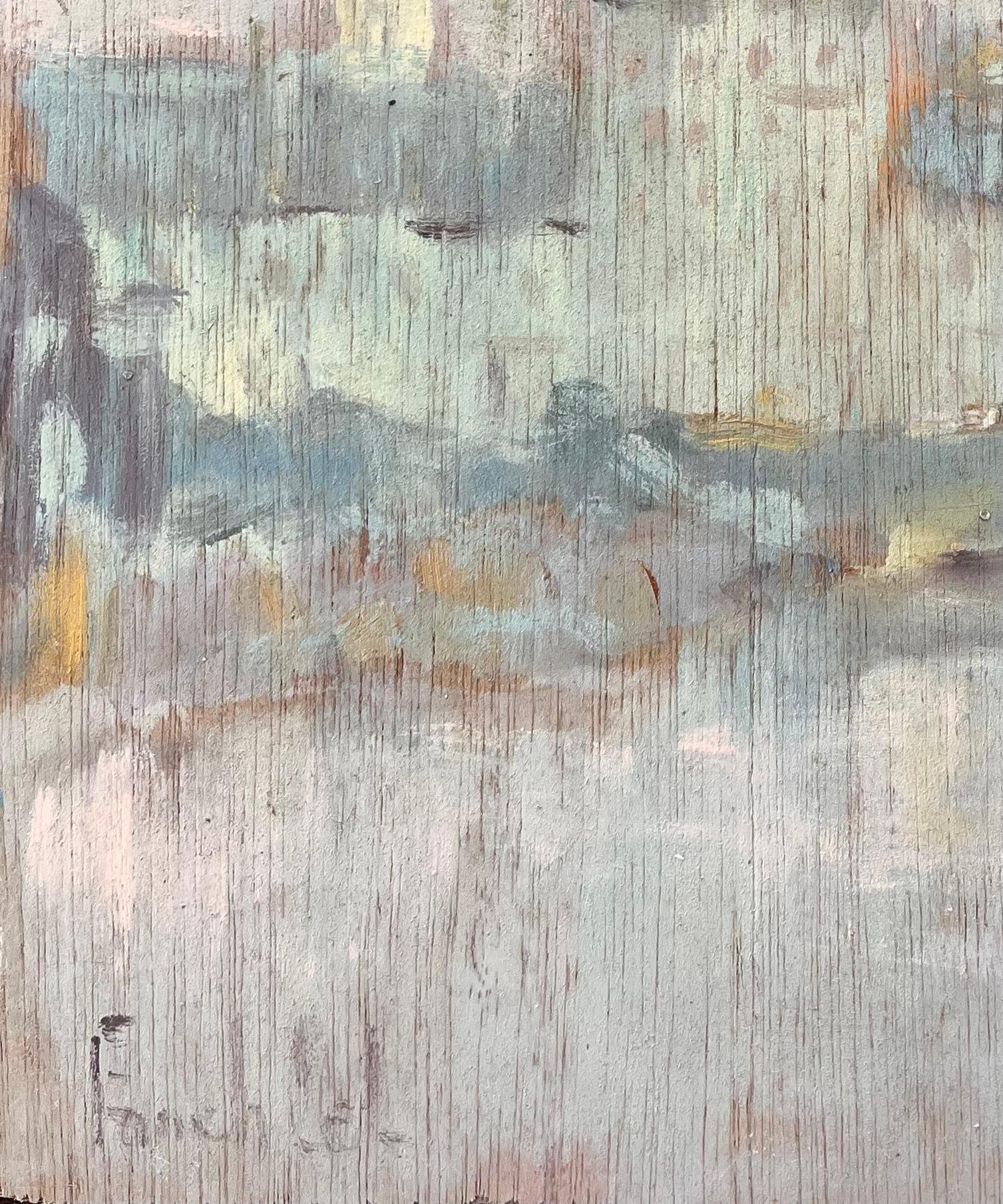 Title: Subtle Impressionist Paris Skyline with River Reflection and Notre Dame Dome 
By Fanch Lel
Signed: Yes
Size: 13.5 x 10.75 inches (height x width)
Oil painting on board, unframed
Condition: The painting is in good condition with minor signs of