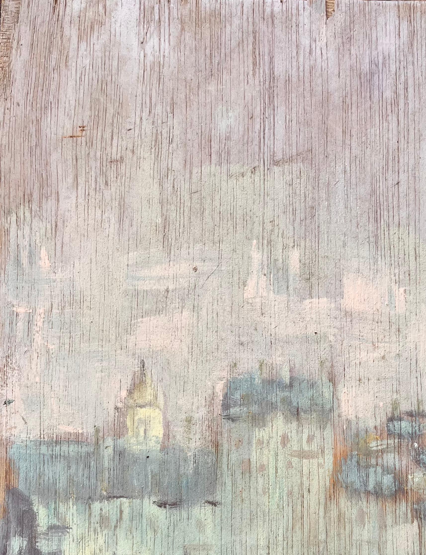 Subtle Impressionist Paris Skyline with River Reflection and Notre Dame Dome For Sale 2