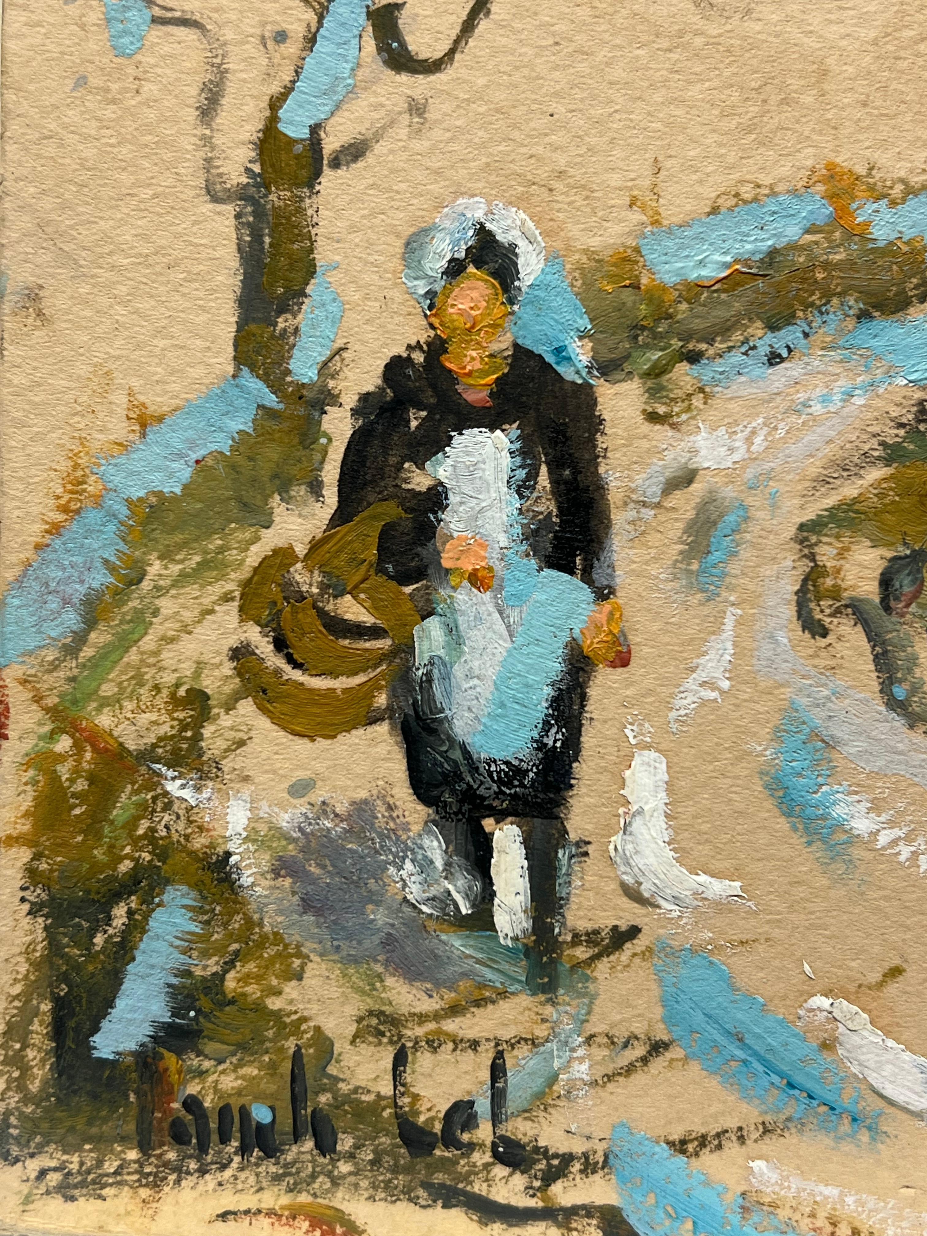 Pista de pueblo con encanto 
de Fanch Lel (francés, 1930)
tamaño: 7,25 x 7,25 pulgadas
óleo sobre tabla, sin enmarcar
verso de la inscripción
estado: el cuadro está en muy buen estado. Antes estaba guardado en el estudio del artista. 

Procedencia: