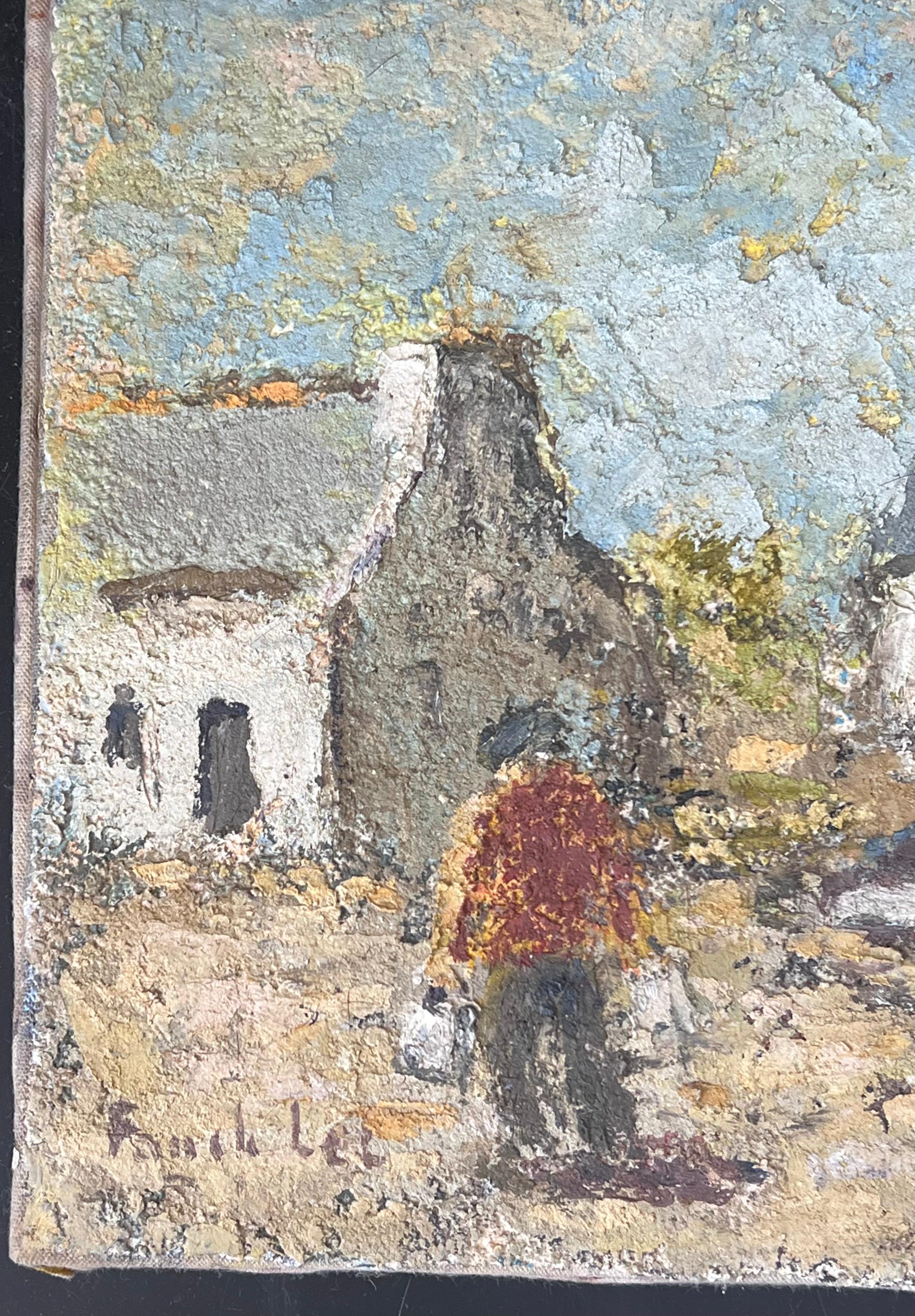 The Fisherman In Preparation In A French Village Landscape Oil Painting For Sale 1