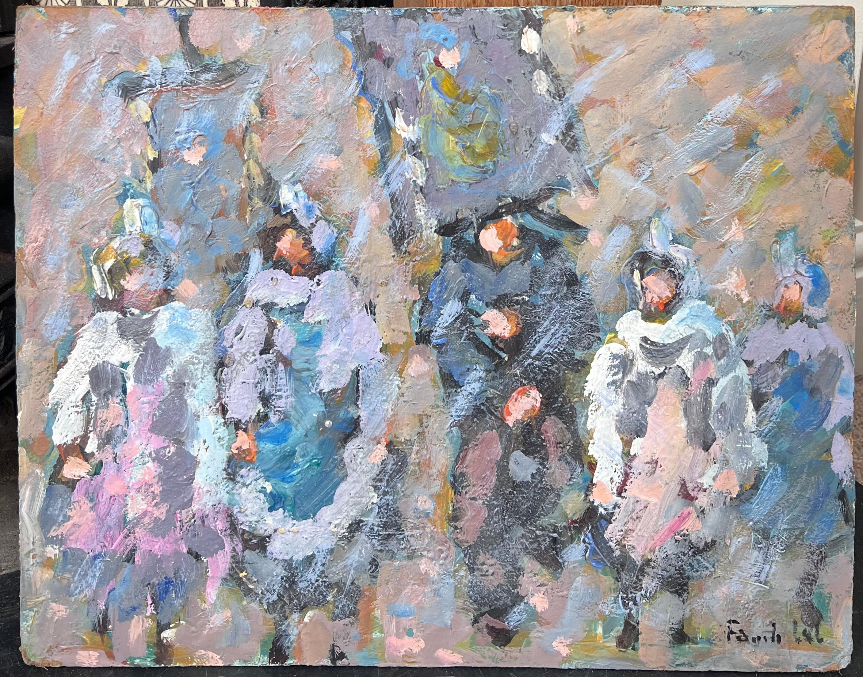 La marcia del villaggio alla luce del tempo  Paesaggio francese dipinto a olio - Painting di Fanch Lel