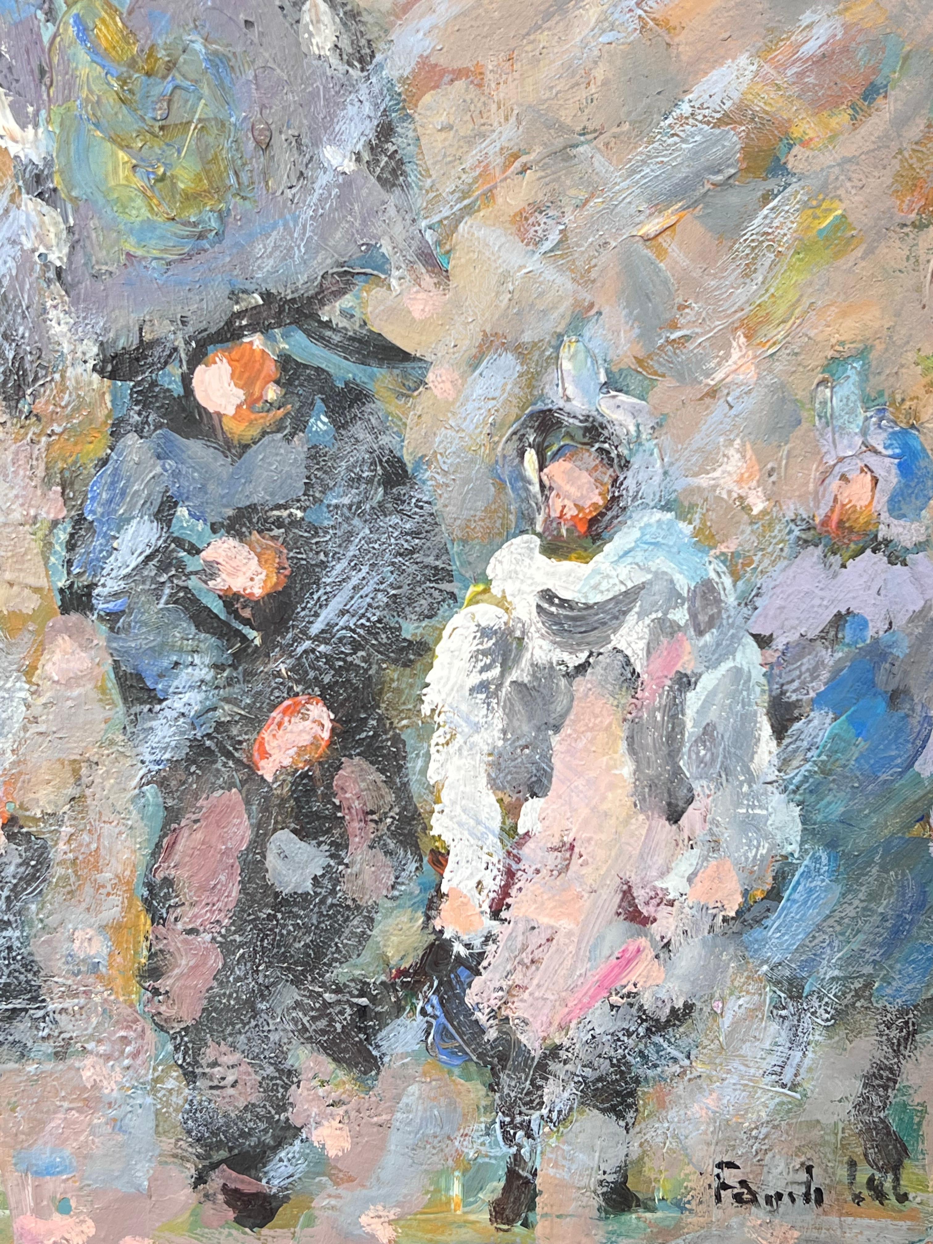 La marcia del villaggio
Firmato da Fanch Lel
Dimensioni: 13 x 16 pollici (altezza x larghezza)
Pittura a olio su tavola, senza cornice
Condit: Buone condizioni generali, con lievi segni di manipolazione della superficie e una leggera usura dei