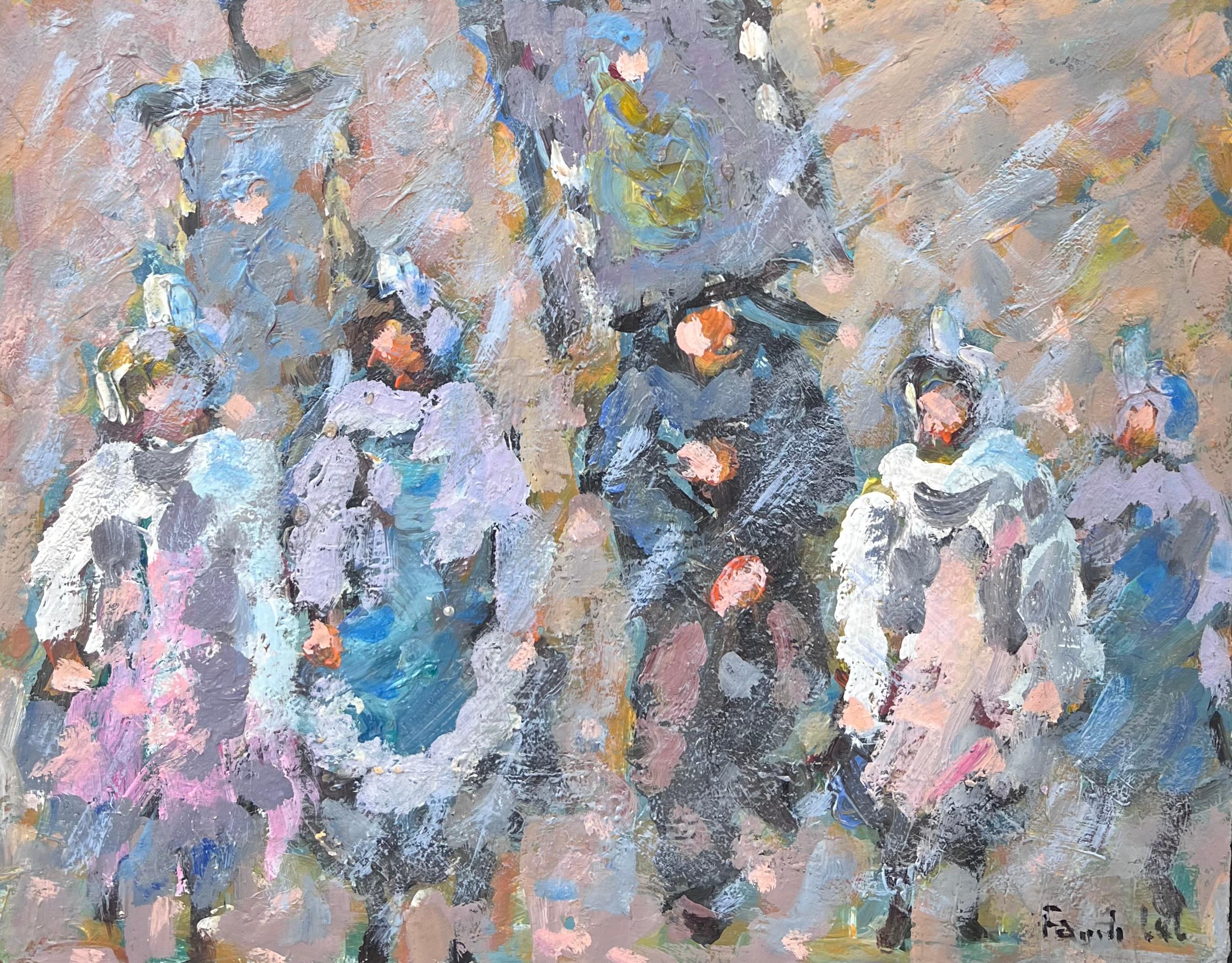 Figurative Painting di Fanch Lel - La marcia del villaggio alla luce del tempo  Paesaggio francese dipinto a olio