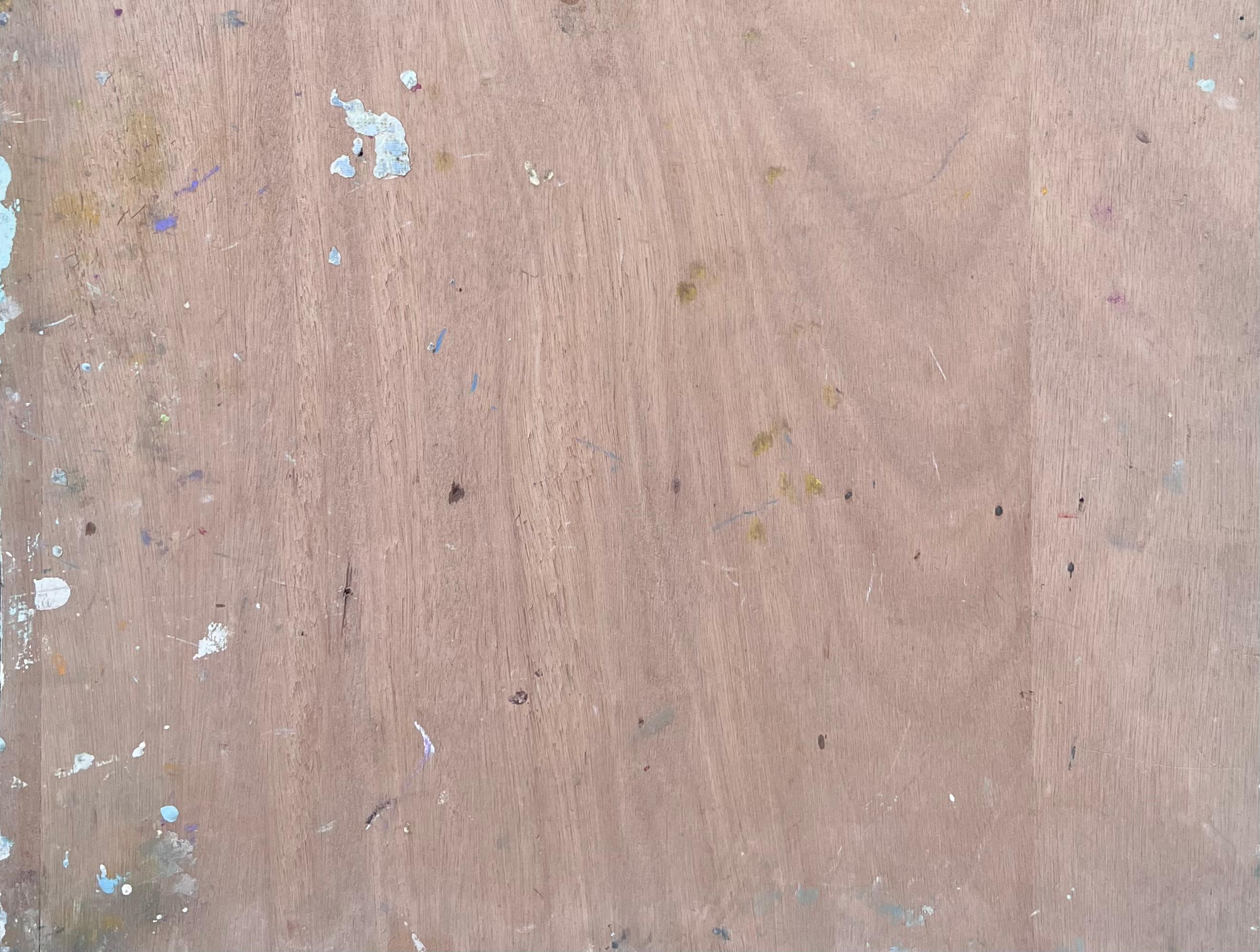 Drei graue Boote in blauem dicken Öl Meer Ölgemälde Landschaft im Angebot 2