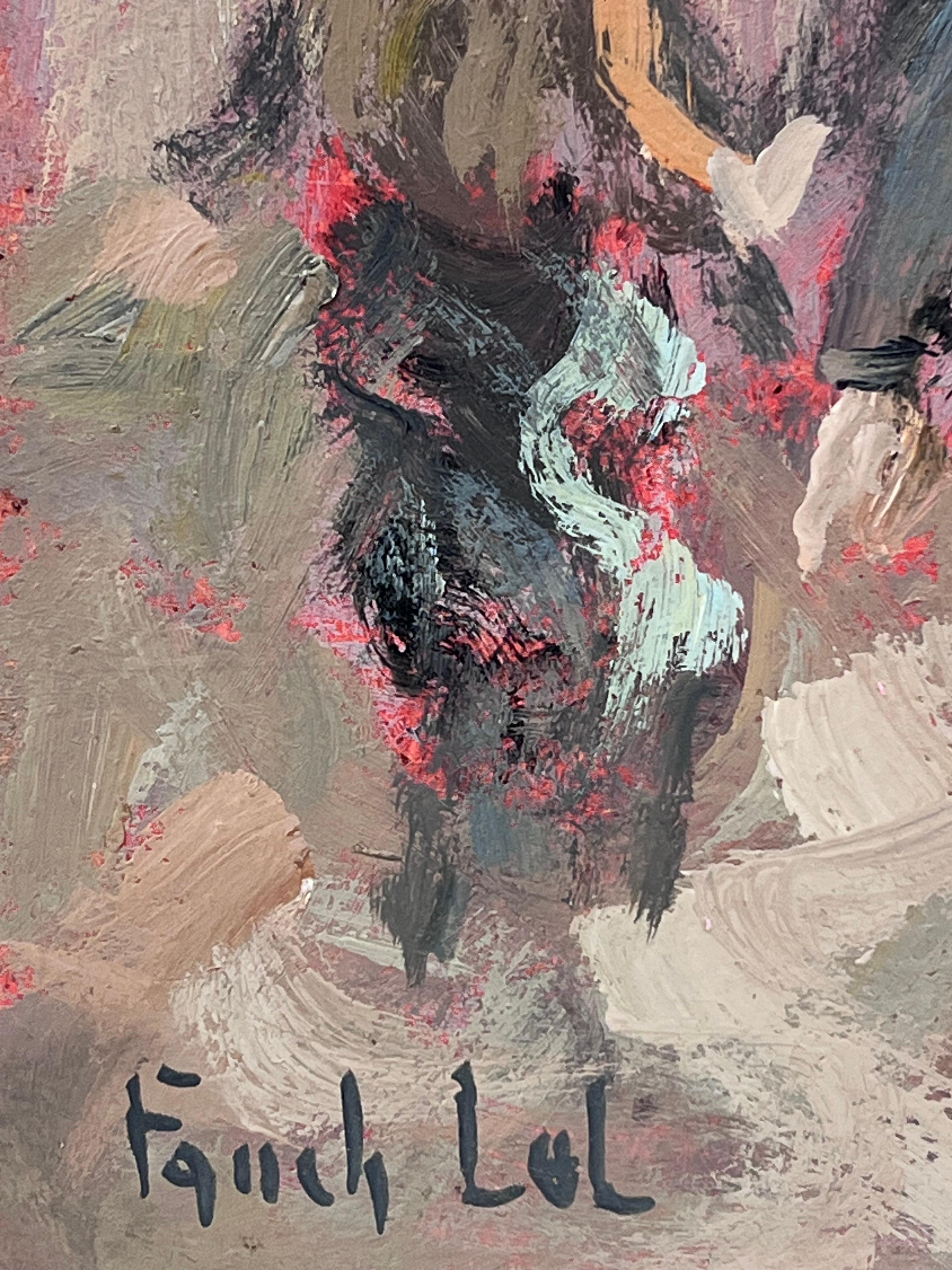 
Danza tradizionale del villaggio
firmato da Fanch Lel (francese, nato nel 1930)
dimensioni: 8,75 x 10,5 pollici
dipinto a olio su tavola, senza cornice
condizioni: il dipinto è in ottime condizioni. In precedenza è stato conservato nello studio