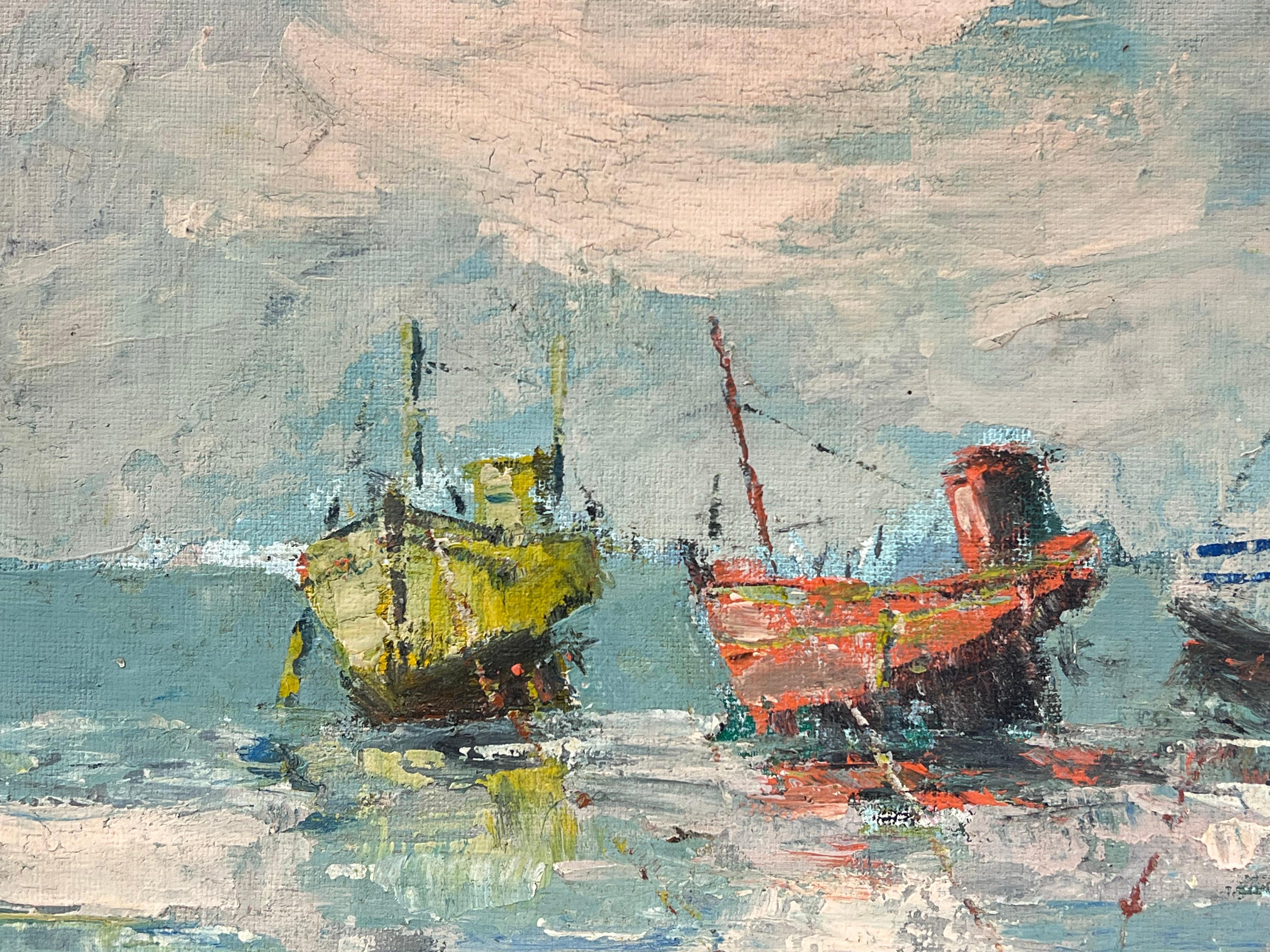 Trio di riposo 
firmato da Fanch Lel (francese, nato nel 1930)
dimensioni: 15 x 18 pollici
dipinto a olio su tavola, senza cornice
condizioni: il dipinto è in ottime condizioni. In precedenza è stato conservato nello studio dell'artista.