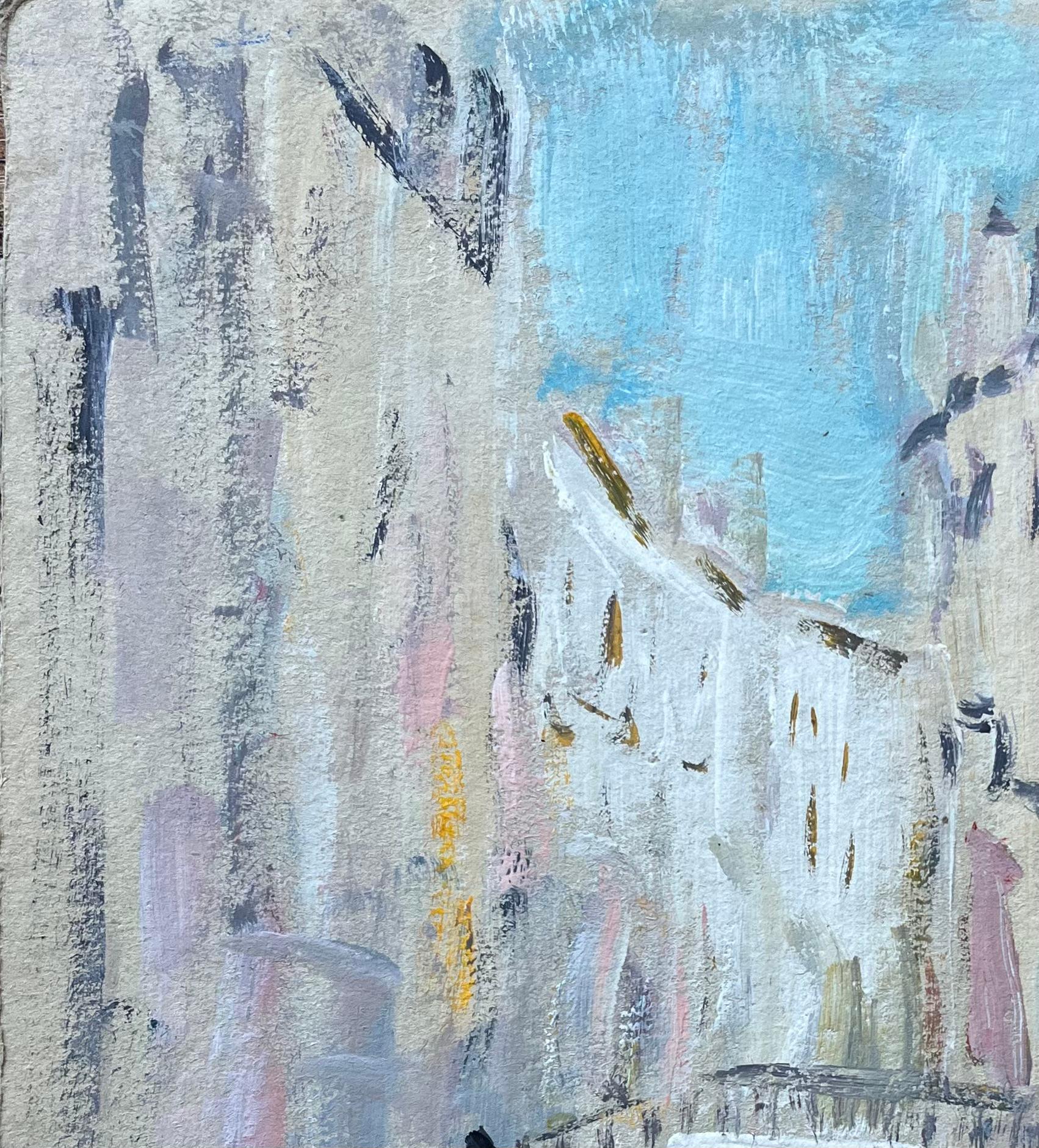 Venetian Canal Scene with Two Gondolas Gliding through a Canal Beneath a Bridge For Sale 1