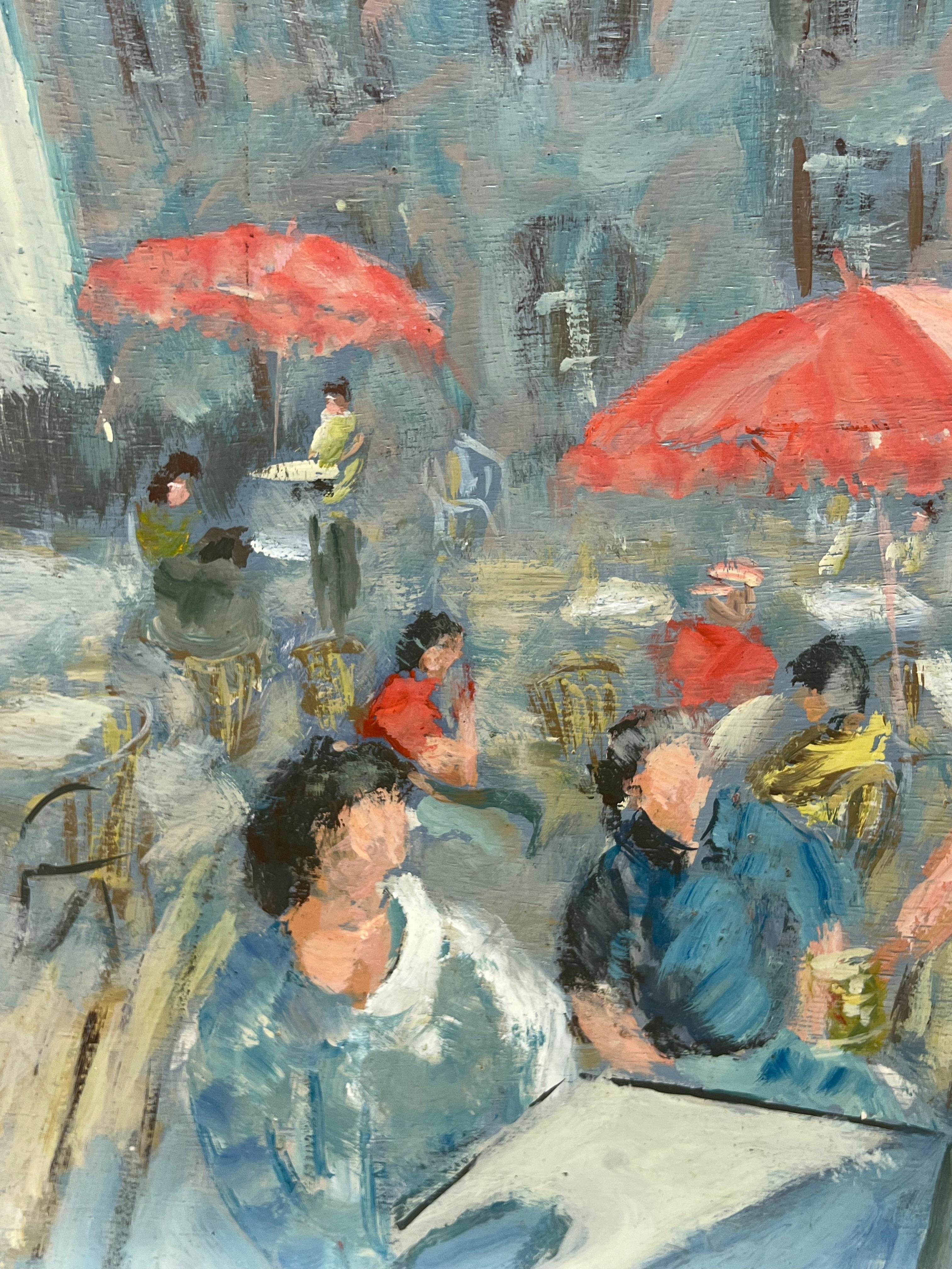 Peinture à l'huile d'un café français en plein air 1