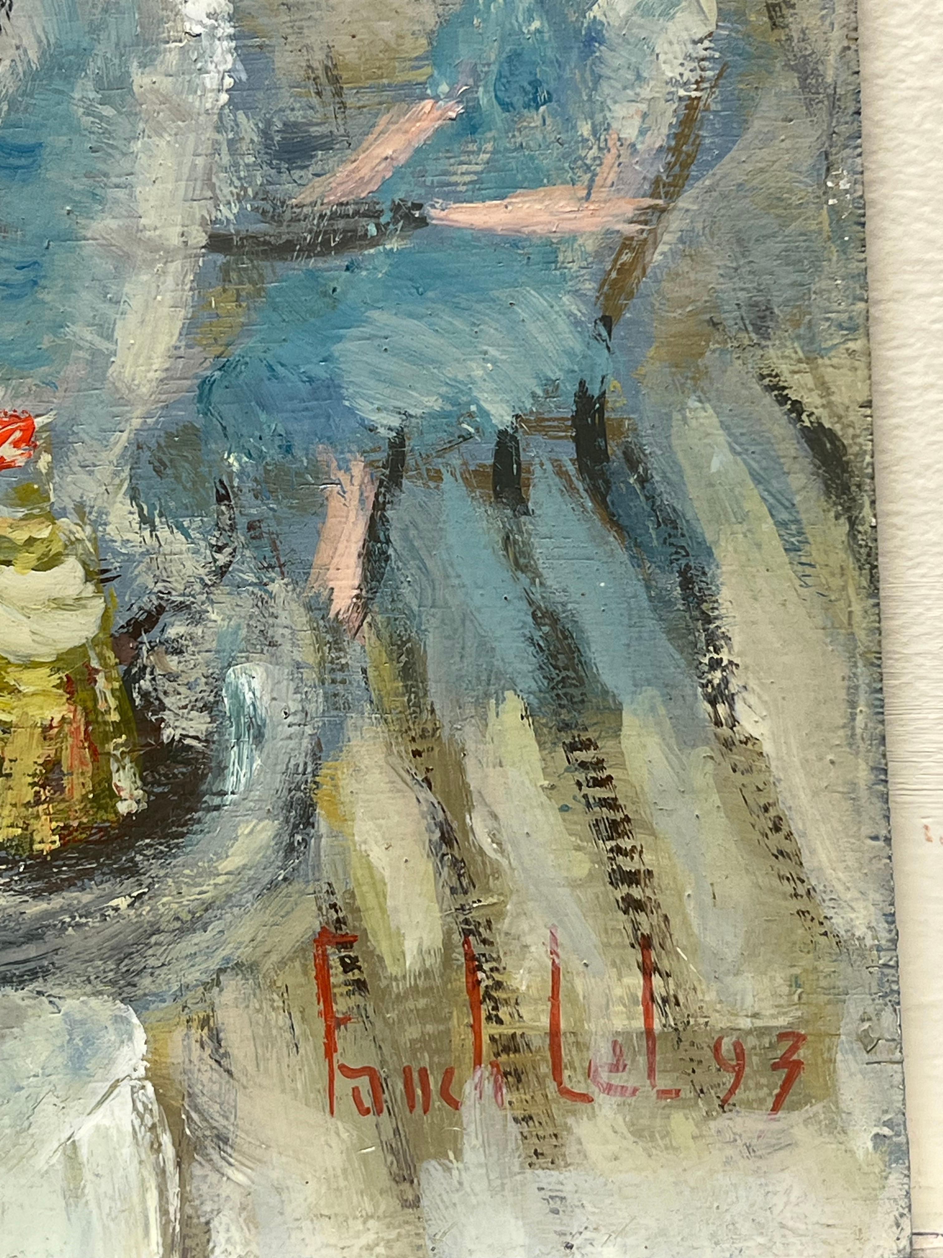 Peinture à l'huile d'un café français en plein air 3