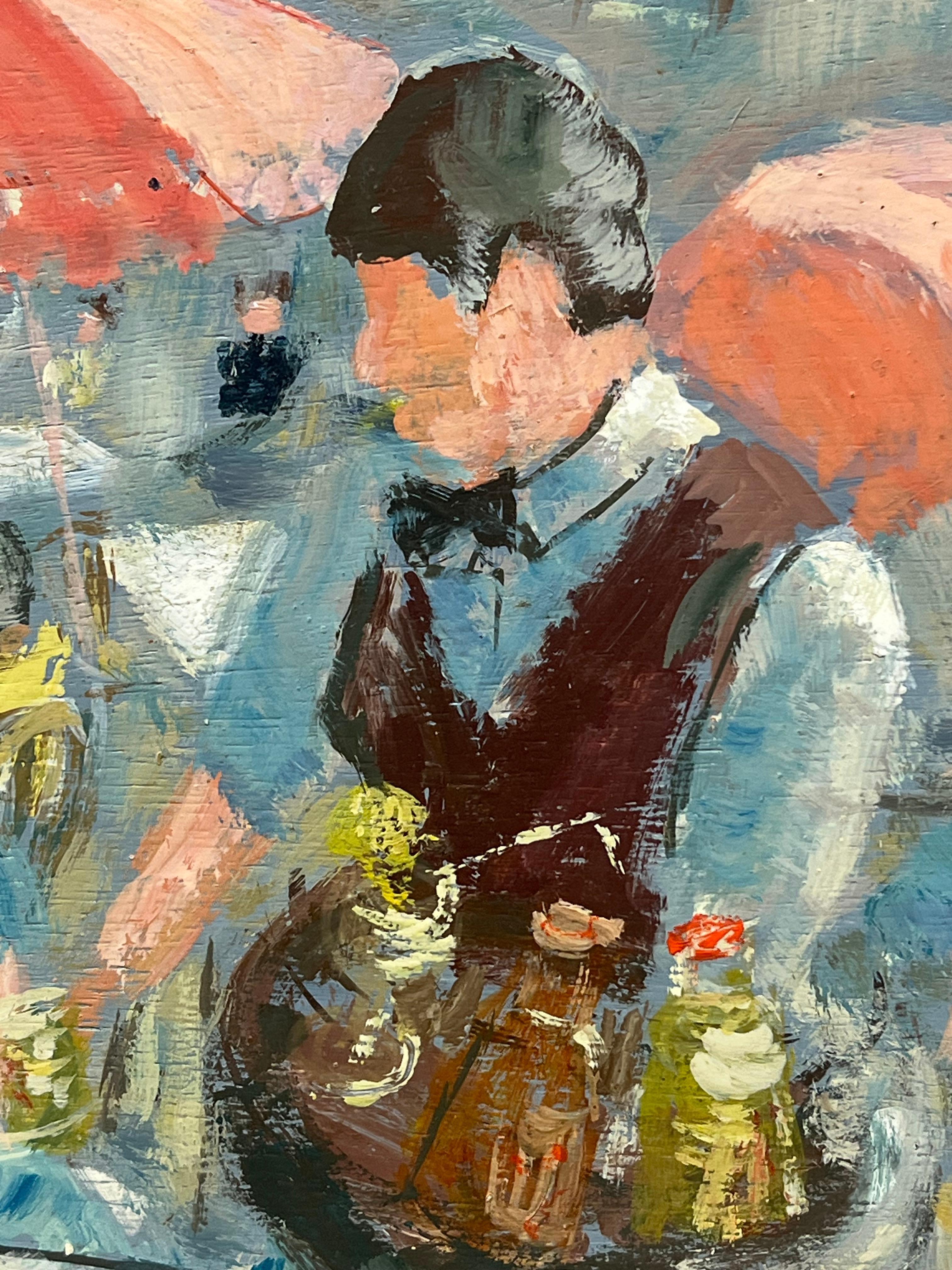 Peinture à l'huile d'un café français en plein air 4
