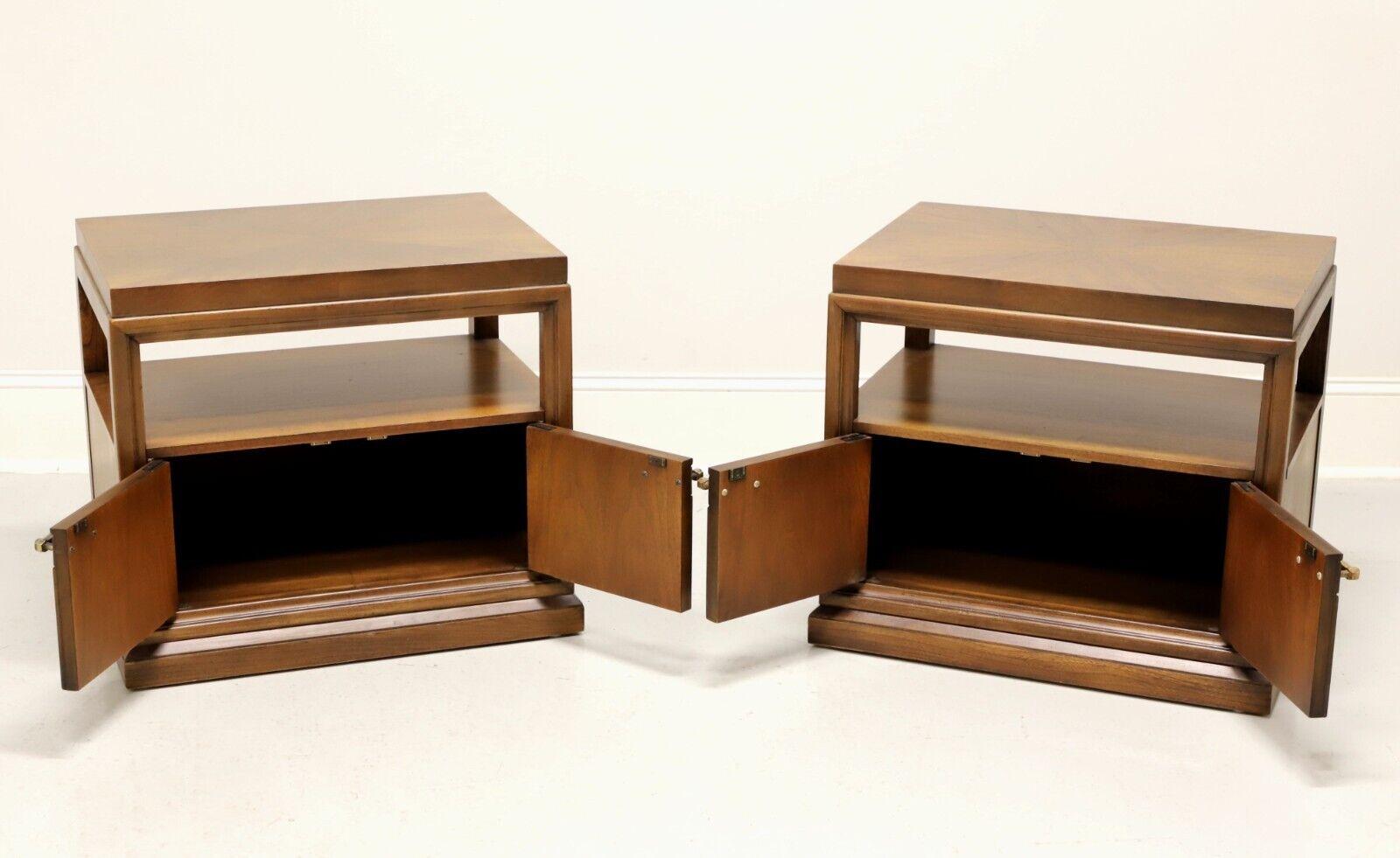 American FANCHER 1960's Walnut Neoclassical Nightstands - Pair For Sale
