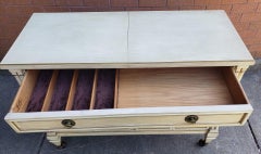 Fancher Furniture White Enameled Slide-Top Rolling Bar / Buffet