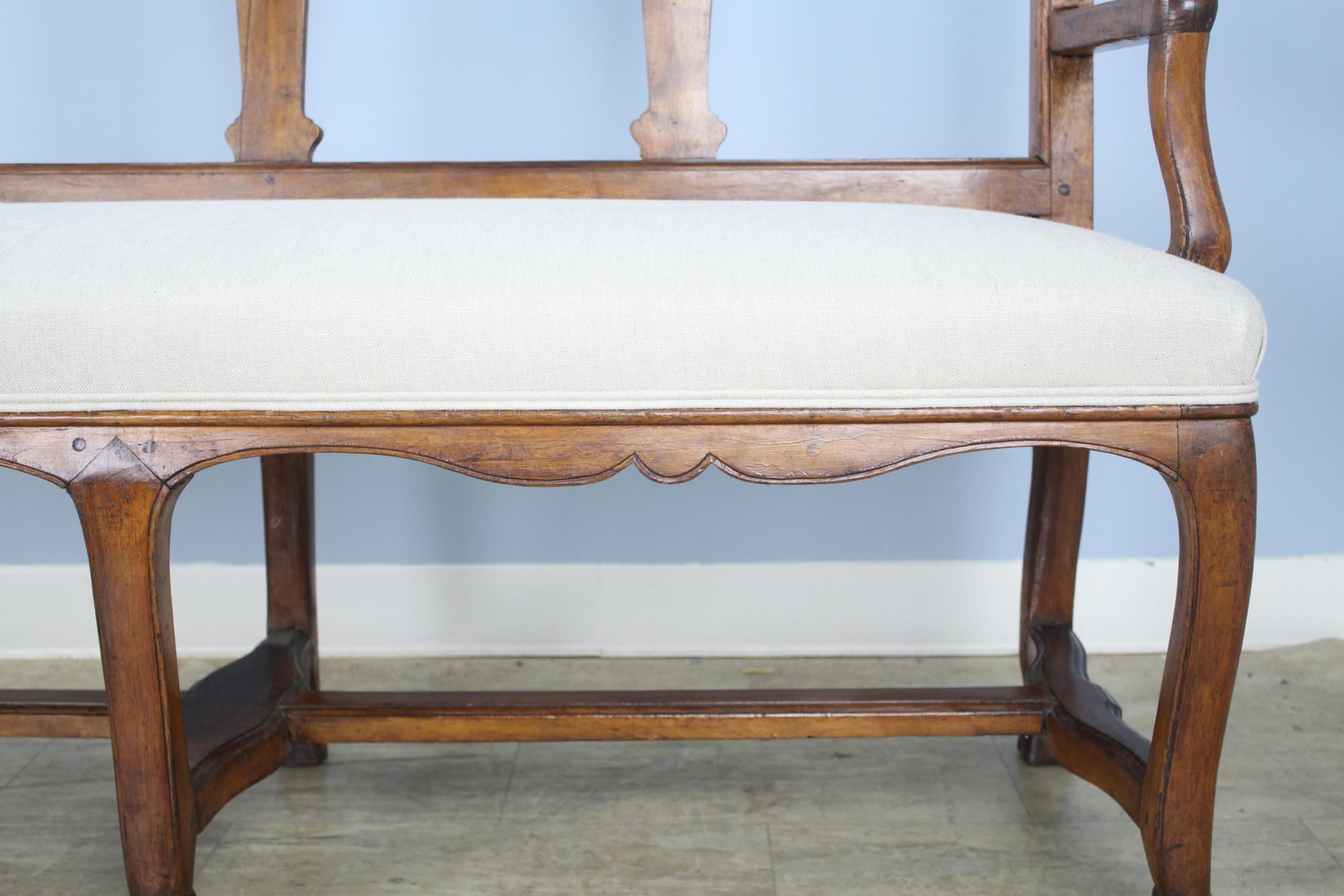 Fancifully Carved Walnut Bench with Hoof Feet For Sale 3