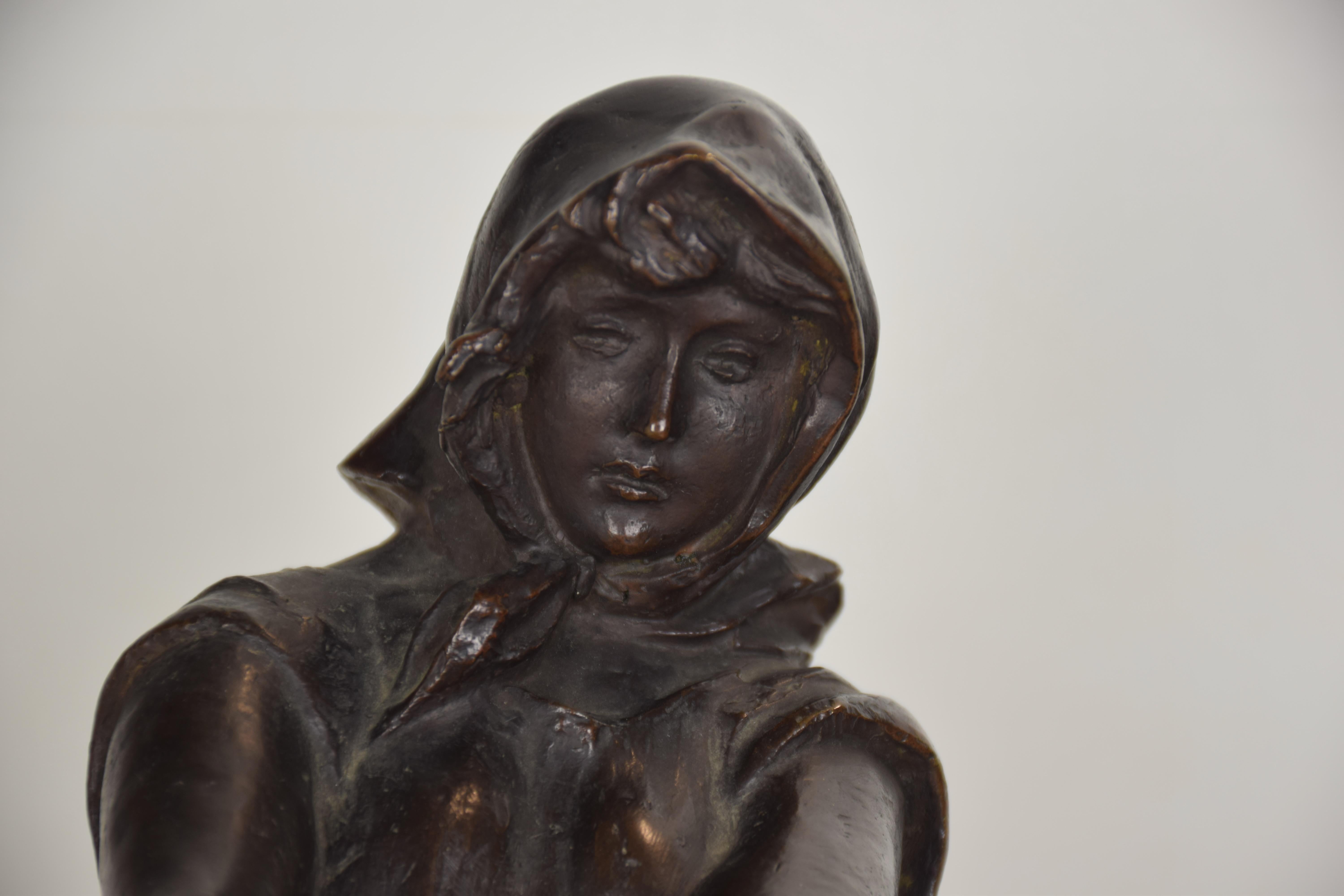 Maiden with Goat by Odo Franceschi (1879-1958) bronze, Florence, Italy For Sale 1